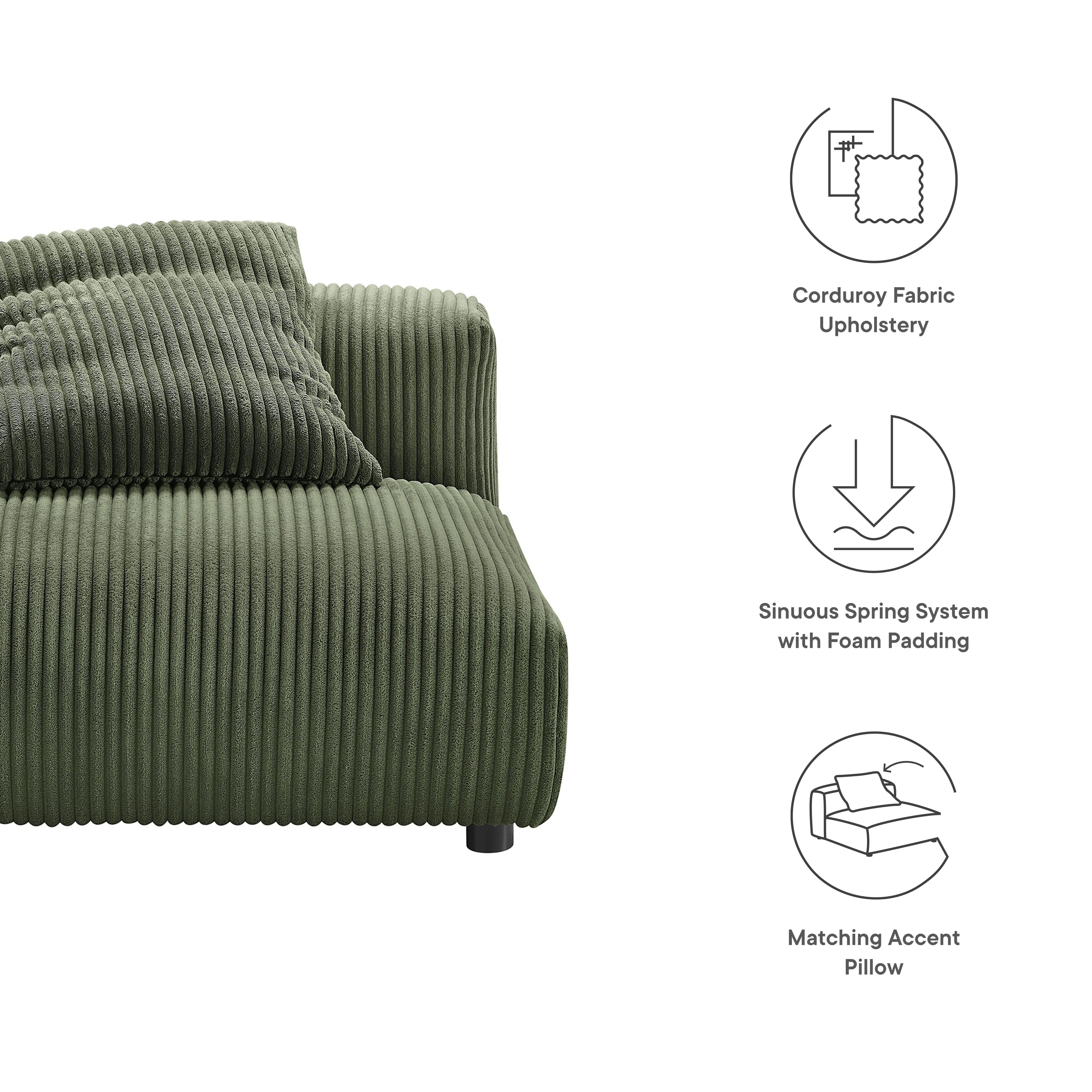 Solace Modular Corduroy Upholstered Armless Chair