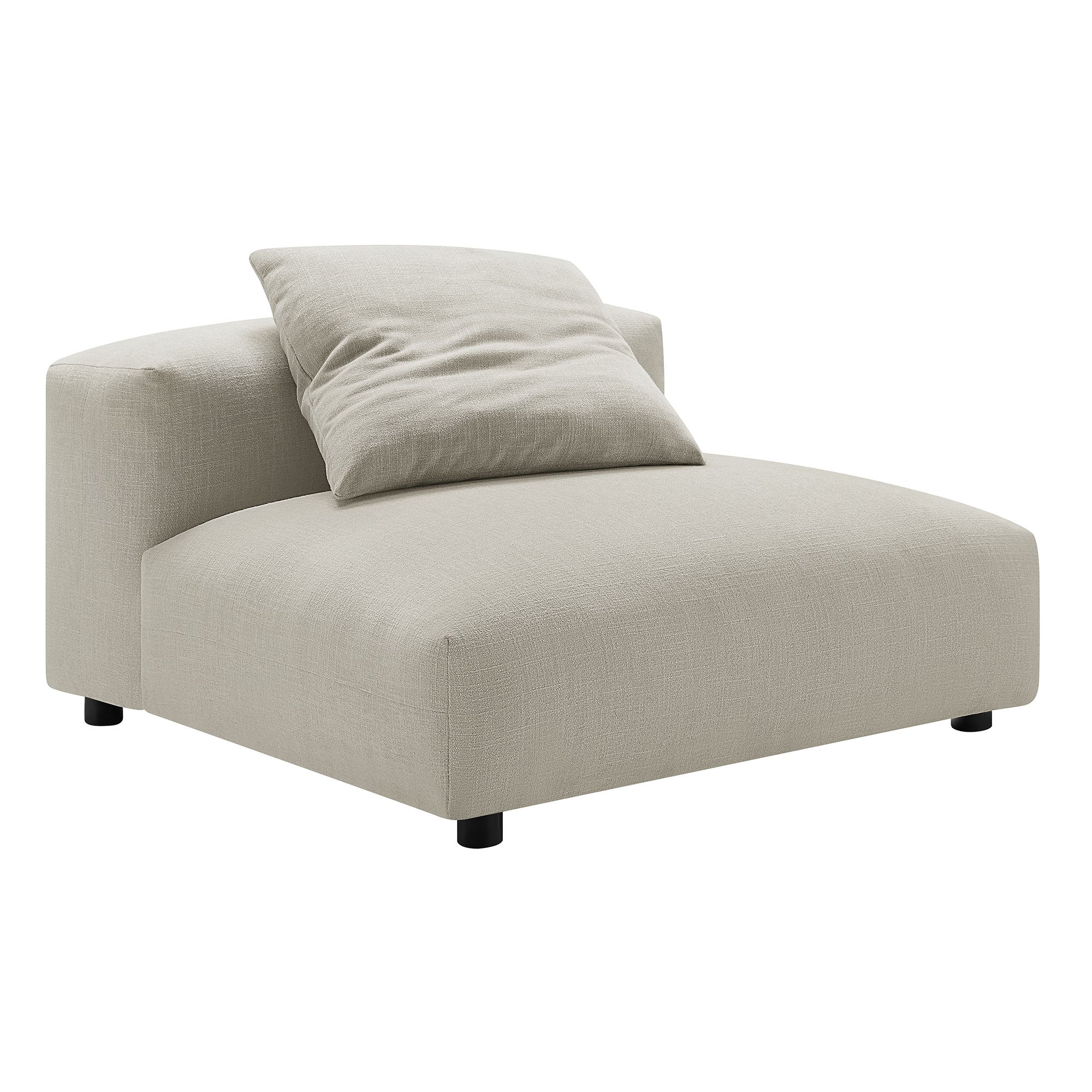 Solace Modular Upholstered Fabric Armless Chair and Ottoman Set