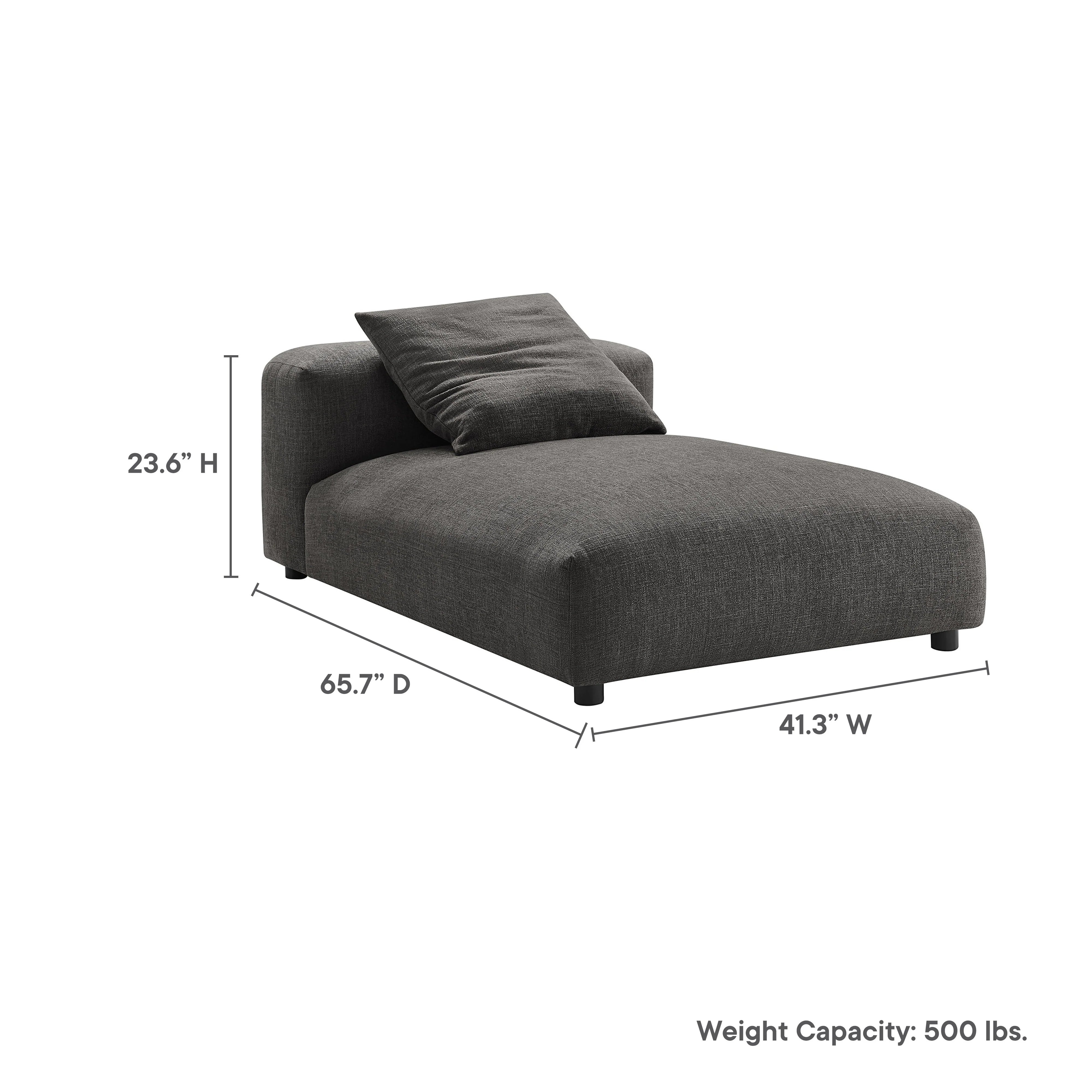 Solace Modular Upholstered Fabric Armless Chaise Lounge