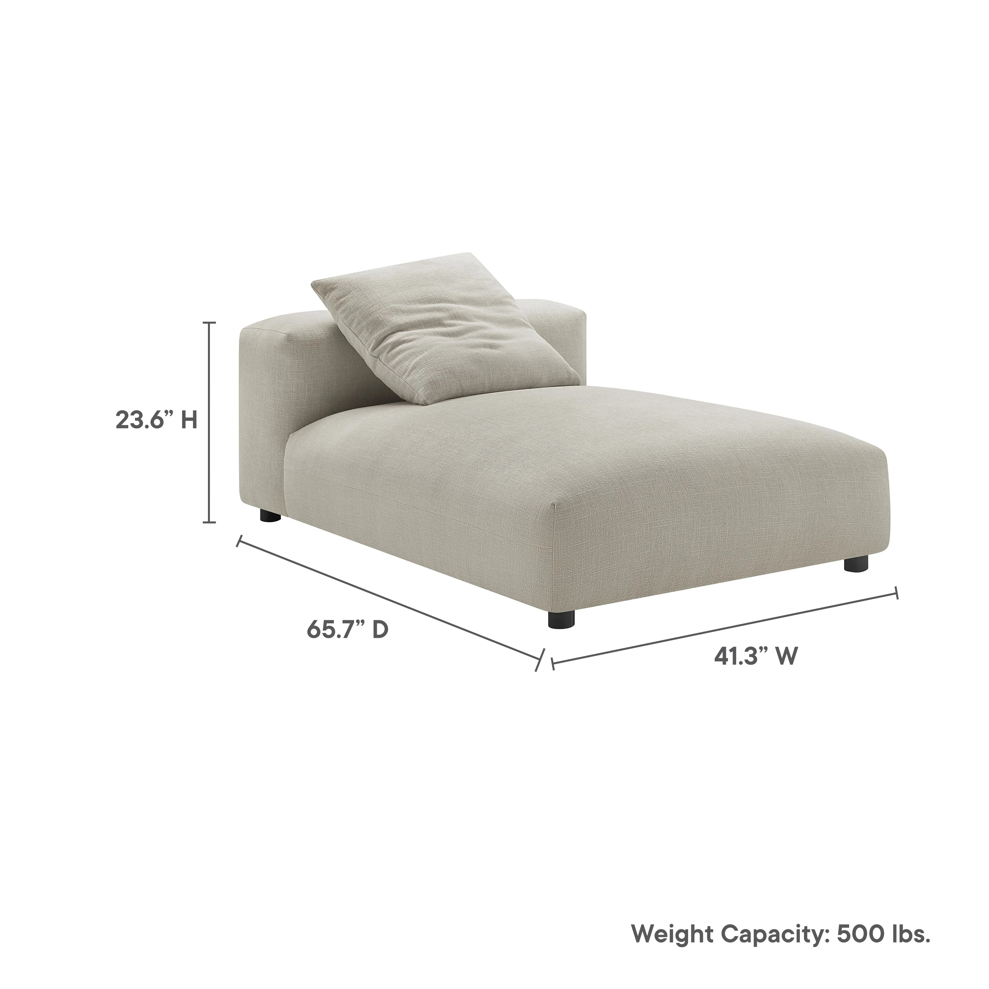 Solace Modular Upholstered Fabric Armless Chaise Lounge