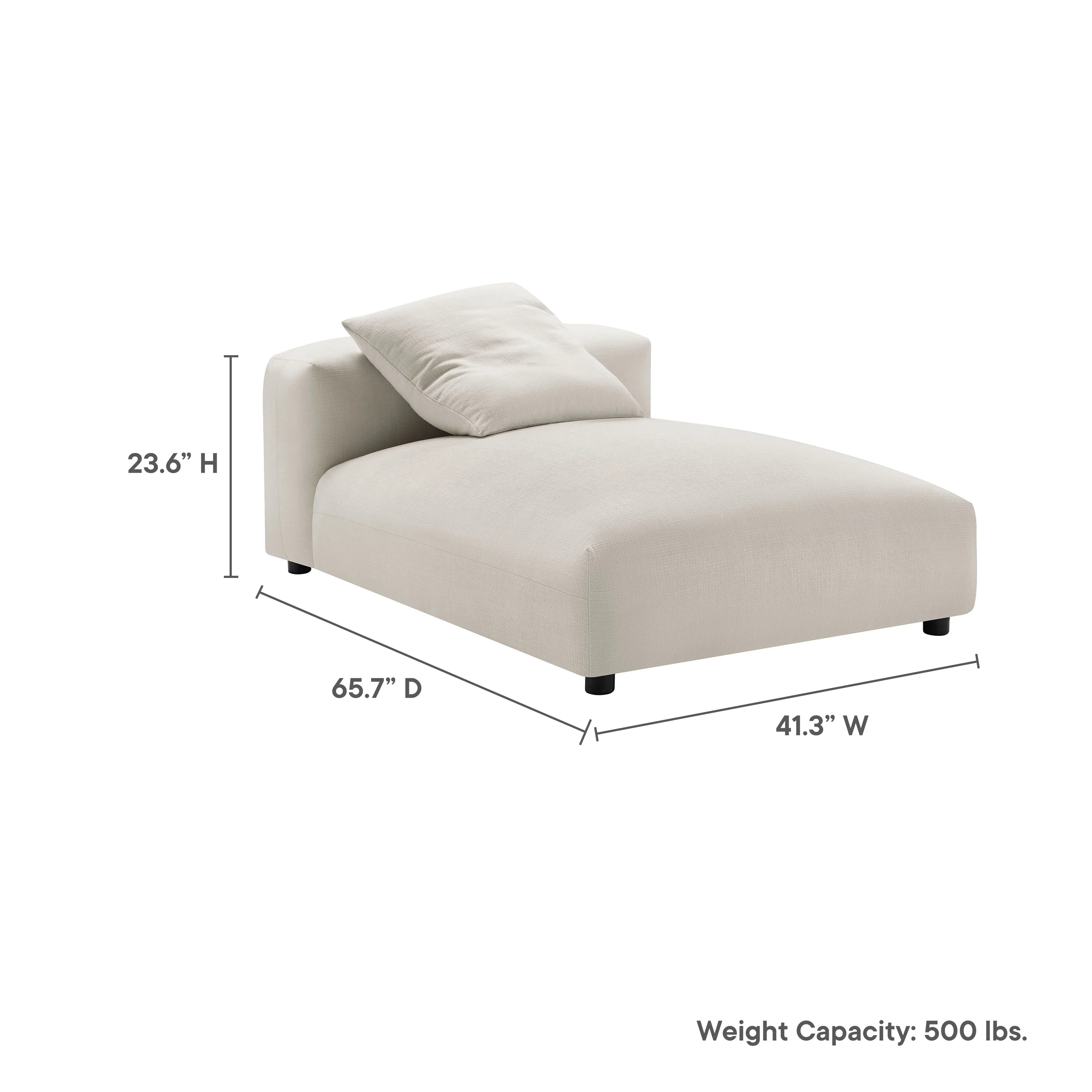 Solace Modular Upholstered Fabric Armless Chaise Lounge