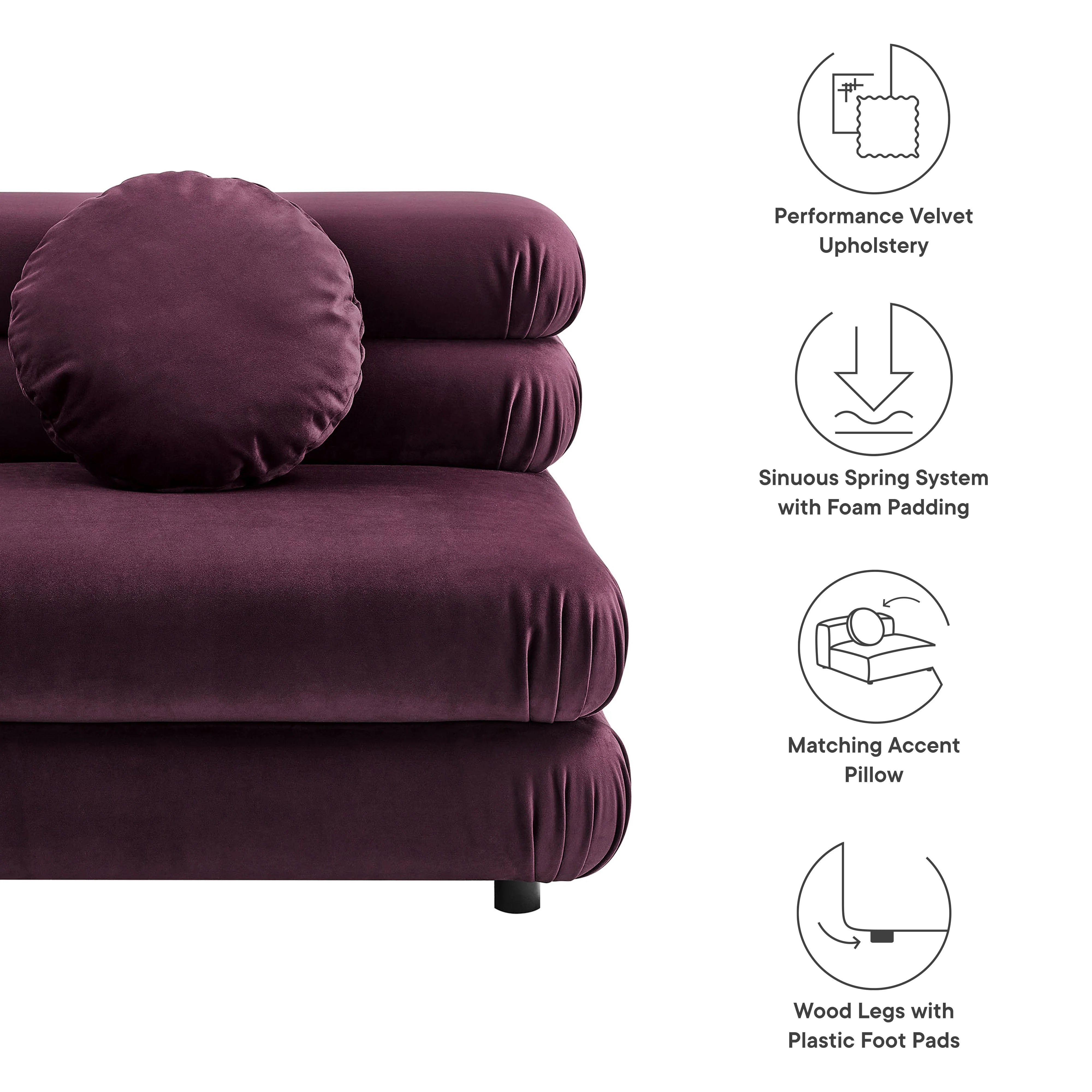 Jubilee Modular Performance Velvet Armless Chair