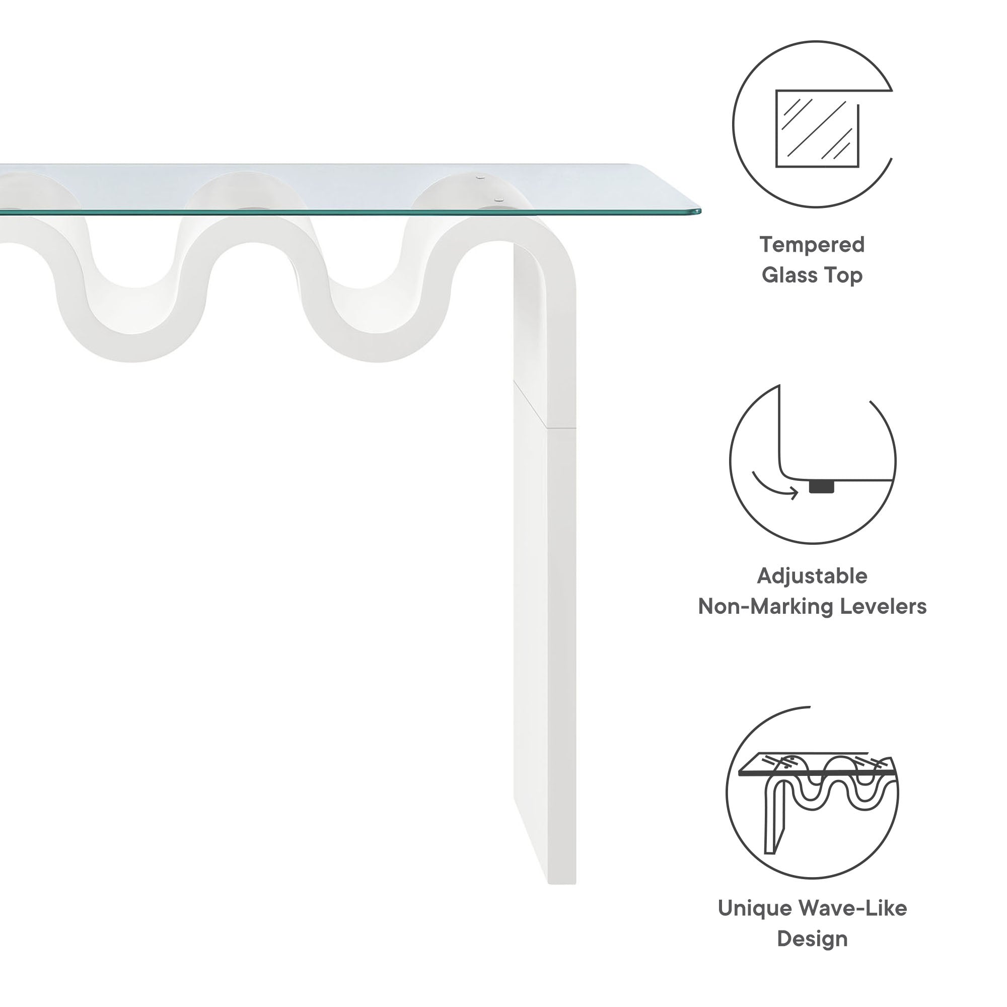 Ondine Glass Top 50" Console Table