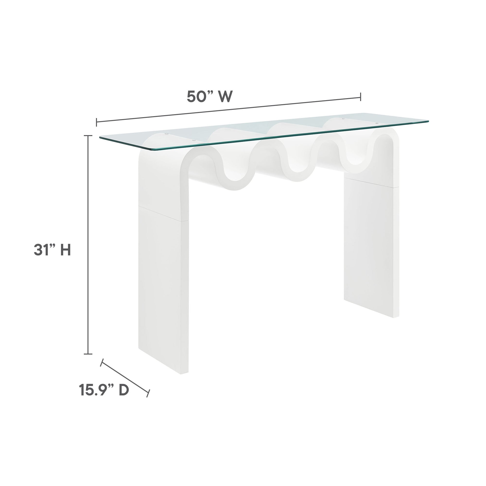 Ondine Glass Top 50" Console Table