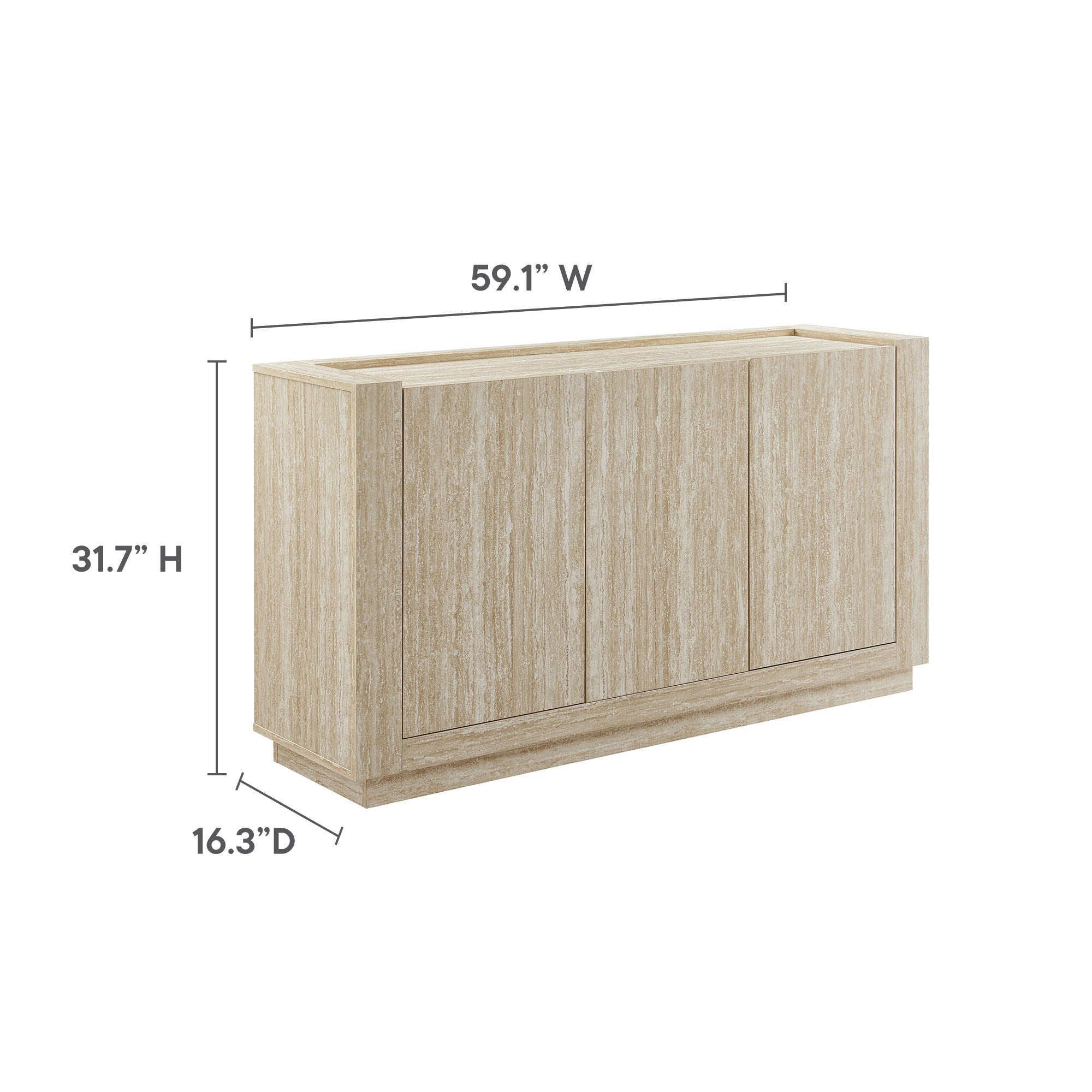 Hollis 59" Travertine Sideboard in Travertine