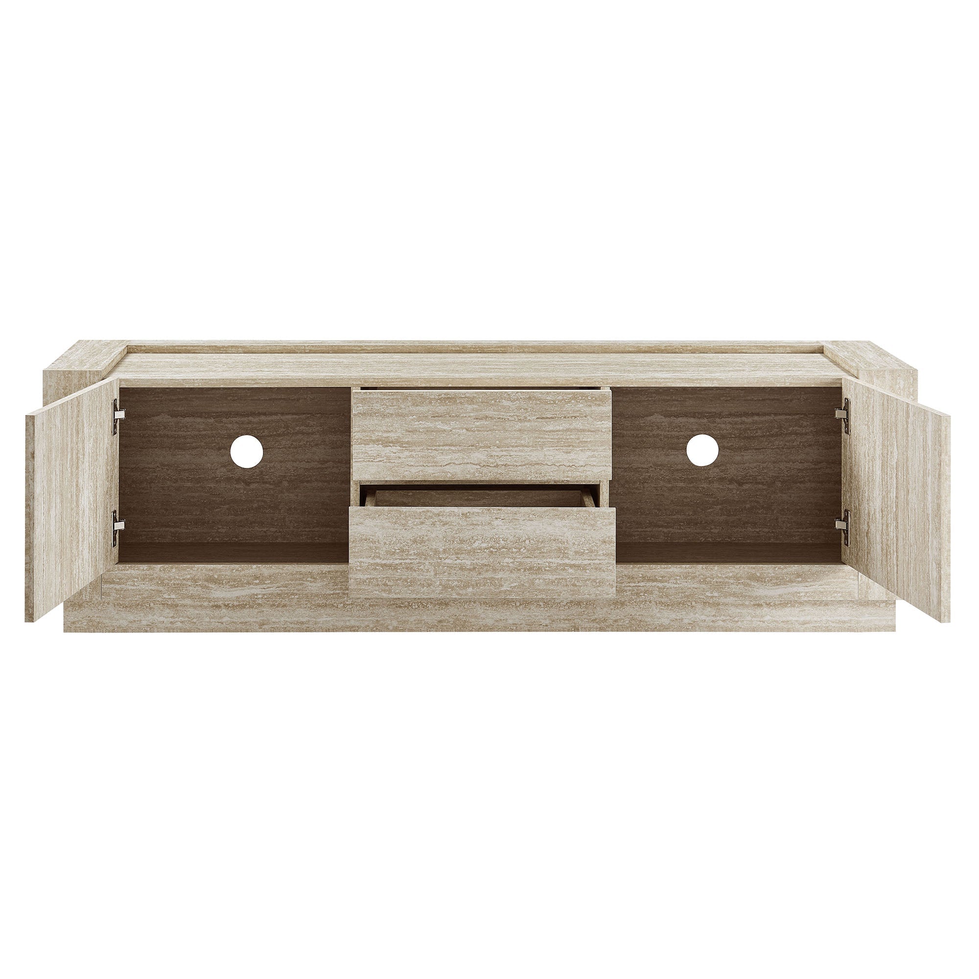 Hollis 59" Travertine TV Stand in Travertine