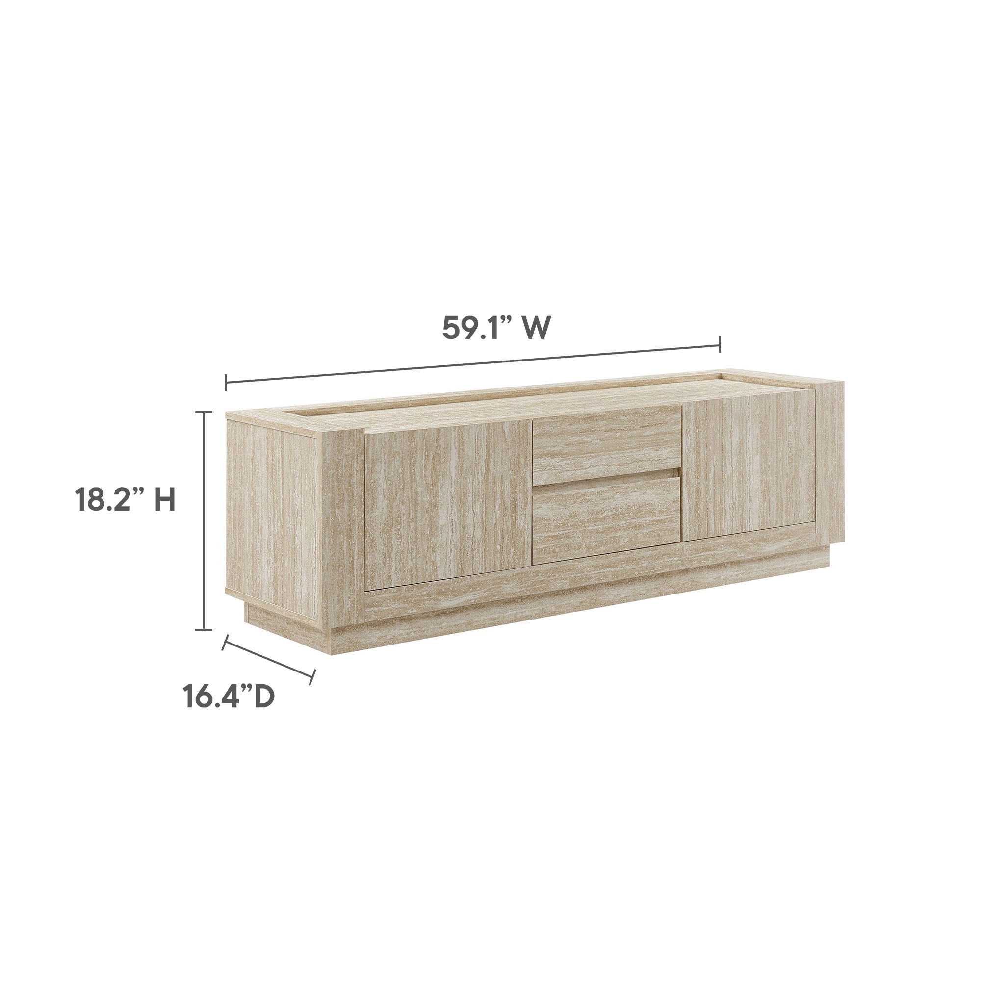 Hollis 59" Travertine TV Stand in Travertine