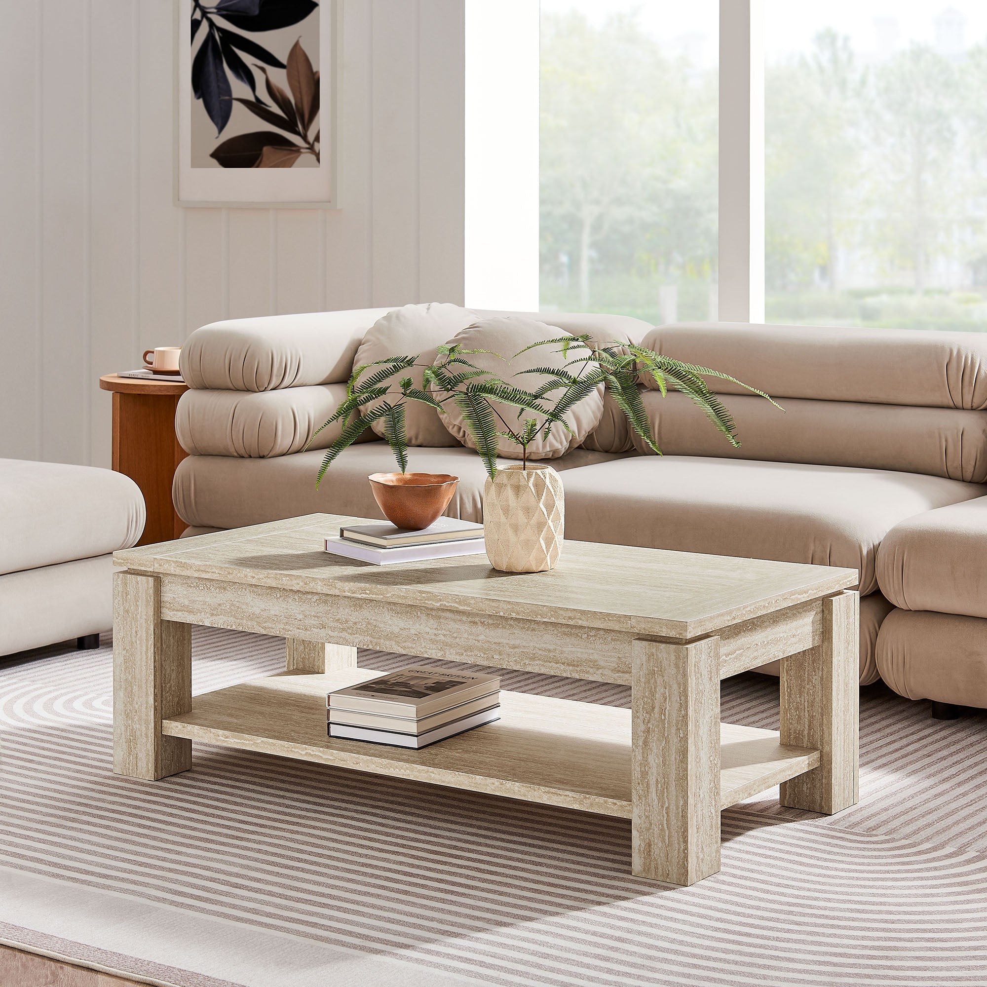 Hollis Travertine Coffee Table in Travertine