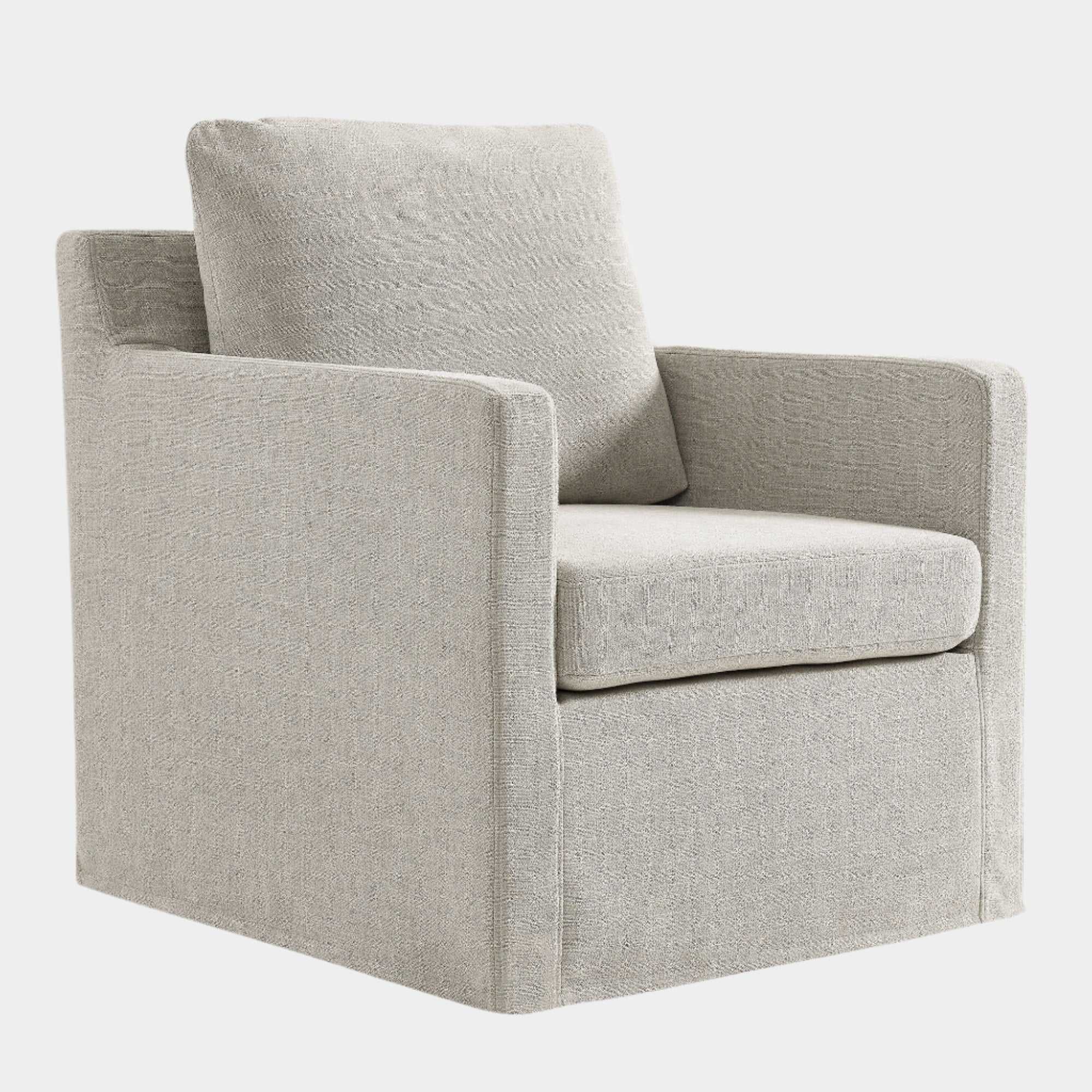 Serene Linen Slipcovered Swivel Armchair