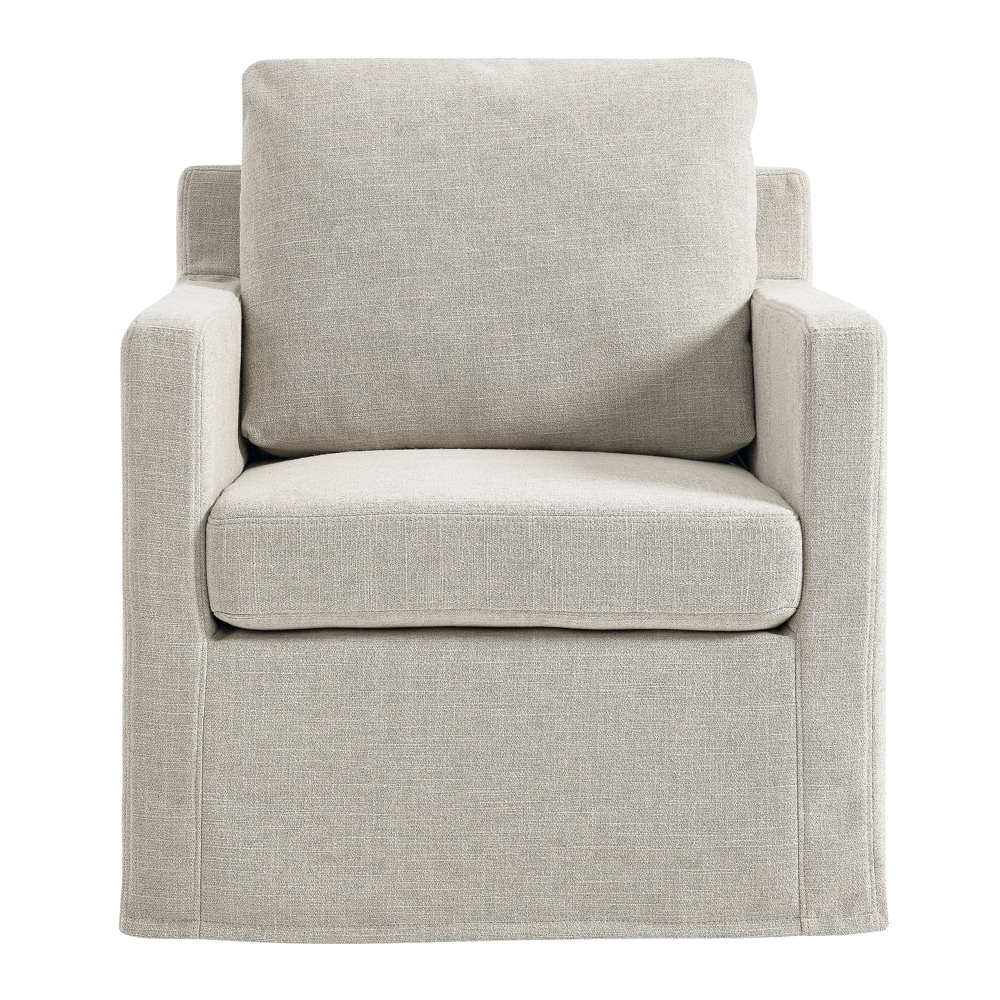 Serene Linen Slipcovered Swivel Armchair