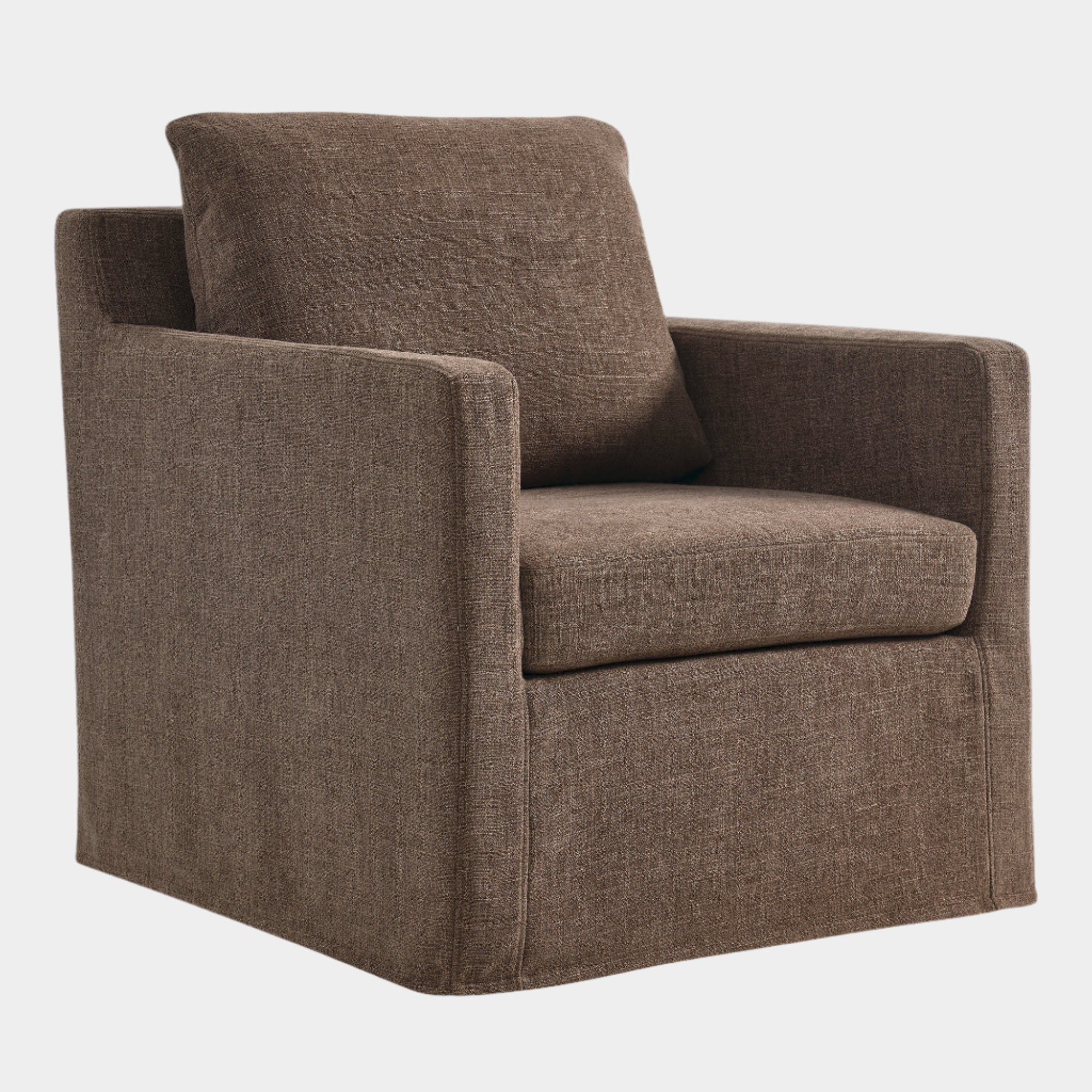 Serene Linen Slipcovered Swivel Armchair