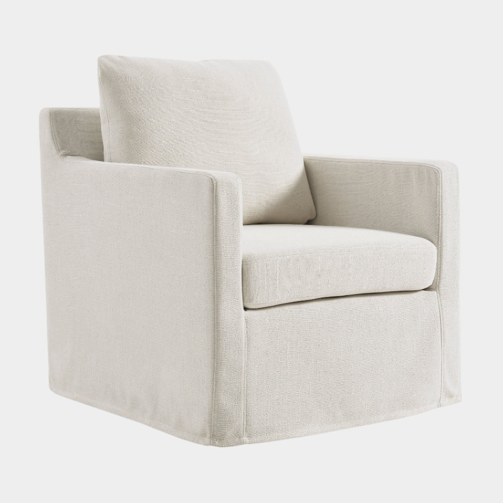 Serene Linen Slipcovered Swivel Armchair