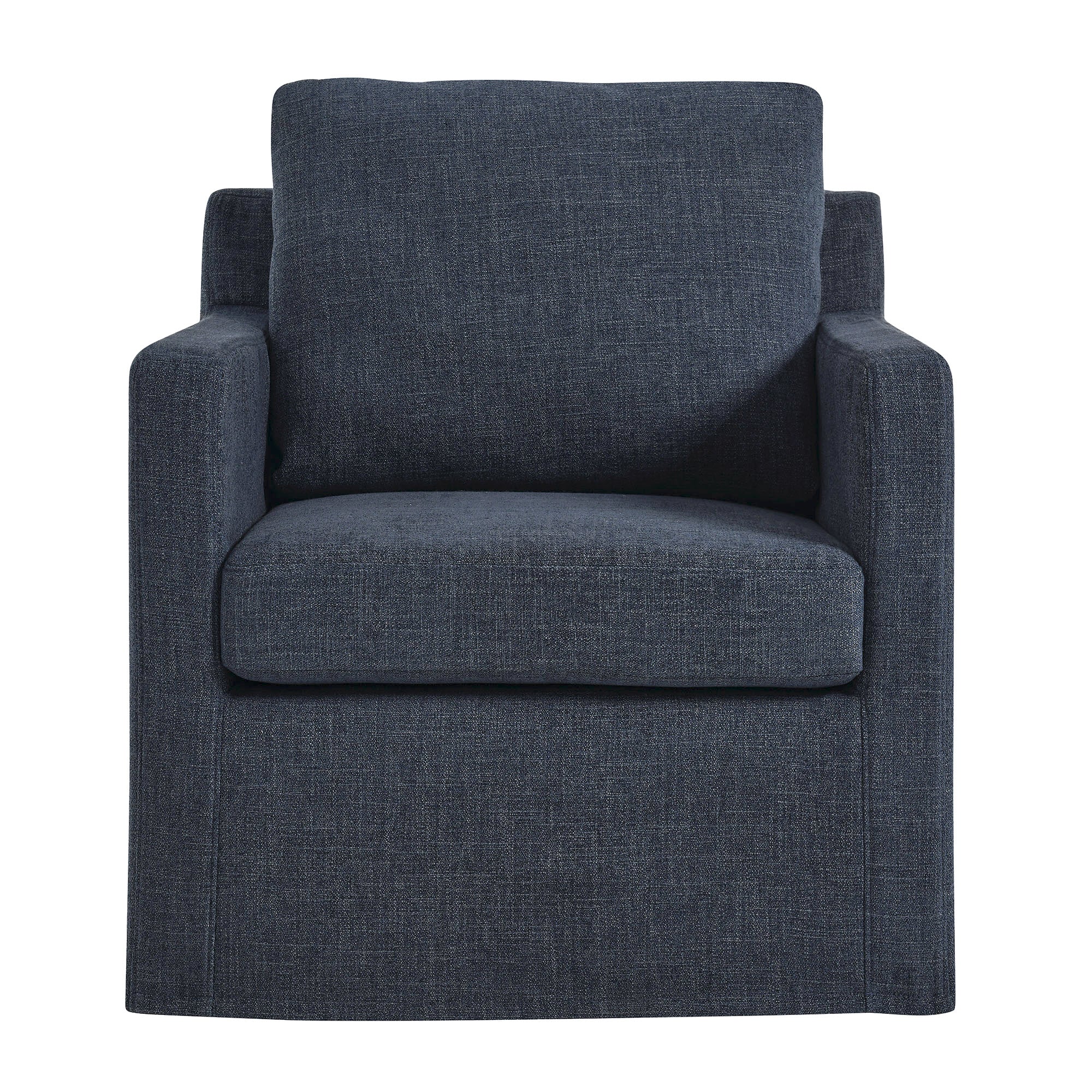 Serene Linen Slipcovered Swivel Armchair