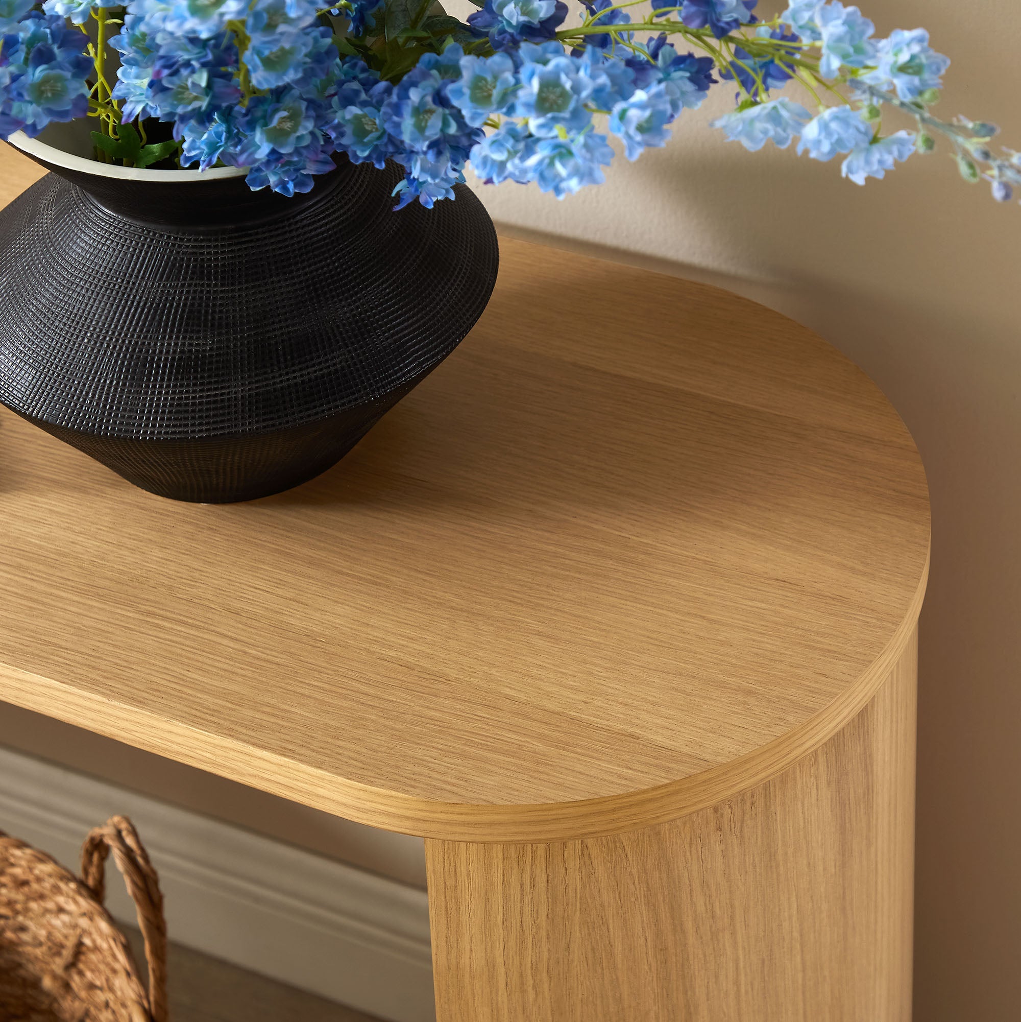 Aspect Oval Wood Entryway Console Table in Oak