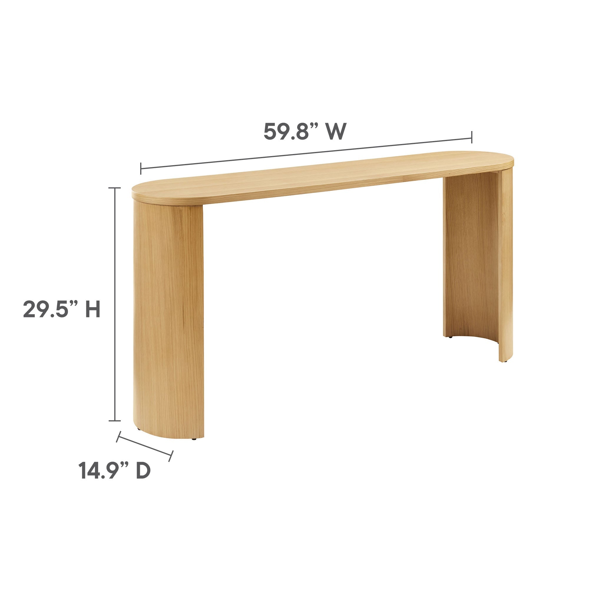 Aspect Oval Wood Entryway Console Table in Oak