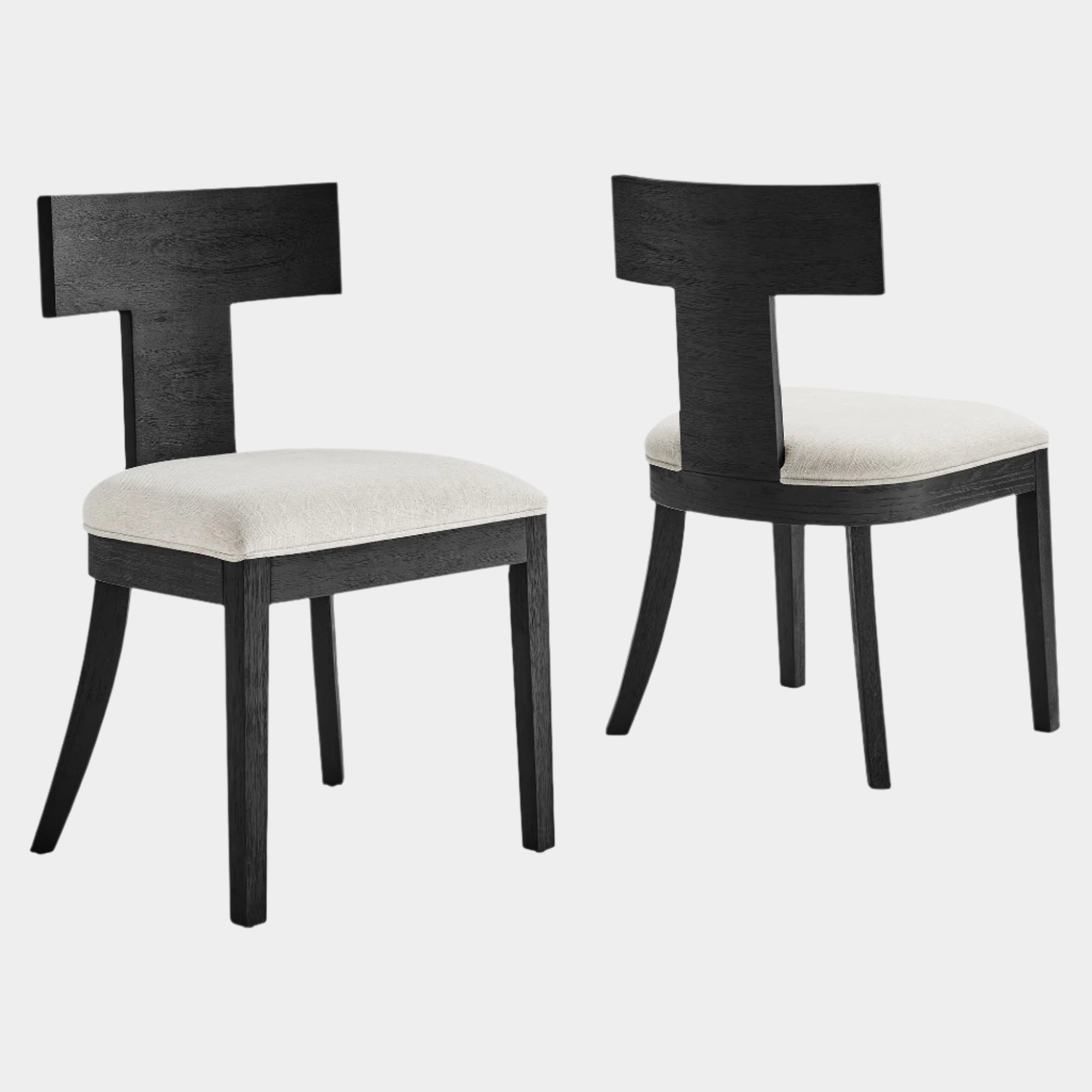 Peregrine Wood and Fabric Upholstered Dining Chairs Set of 2