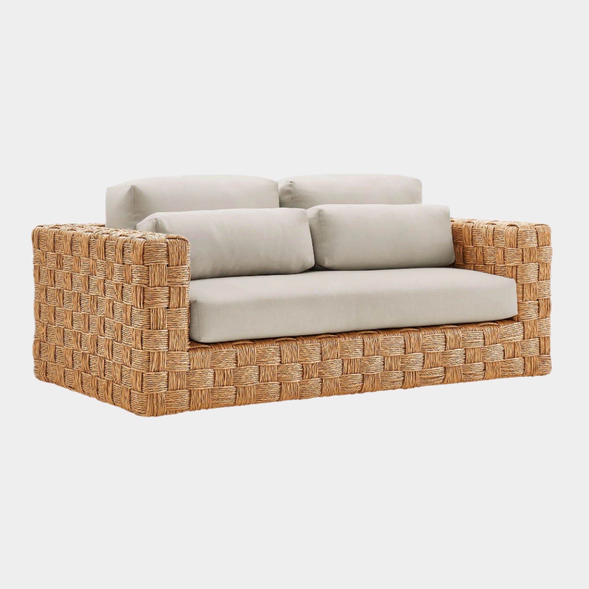 Thames Outdoor Patio Wicker Outdoor Patio Rattan Loveseat in Natural Light Gray