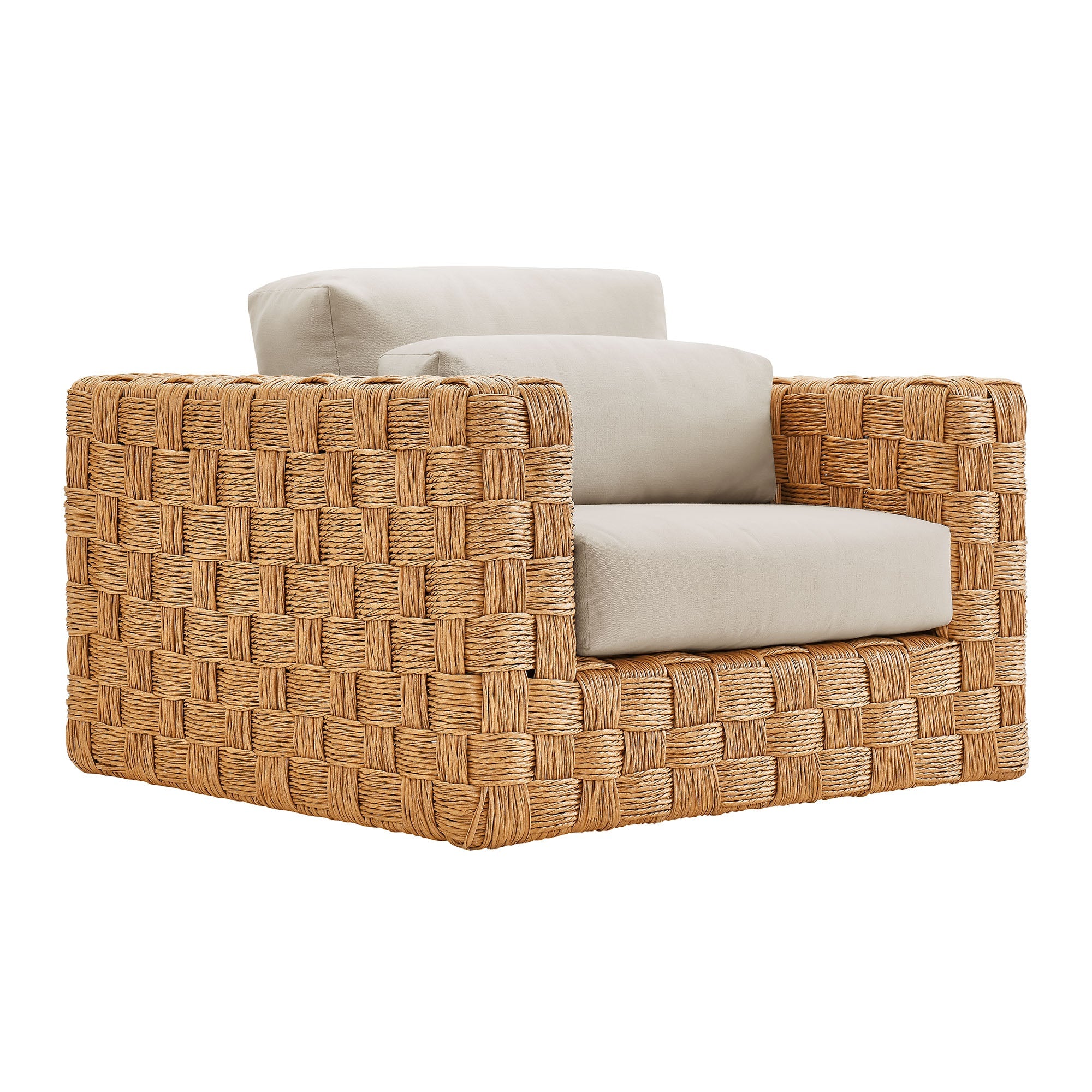 Thames 4-Piece Outdoor Patio Wicker Outdoor Patio Rattan Furniture Set in Natural Light Gray