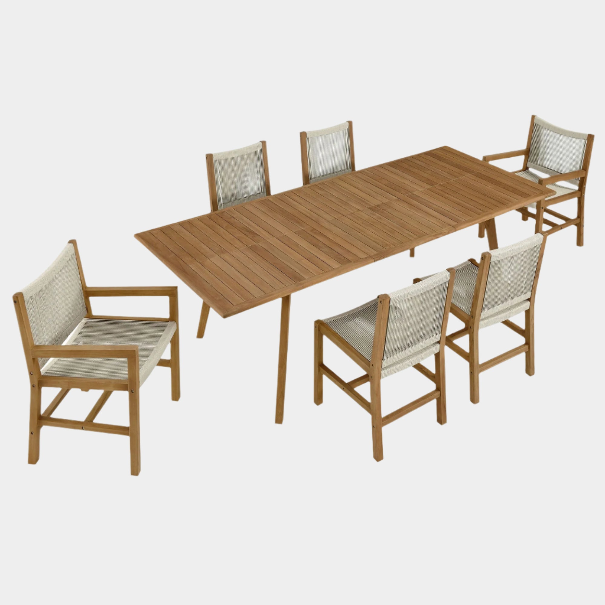 Vienna 7-Piece Outdoor Patio Teak and Rope Dining Set