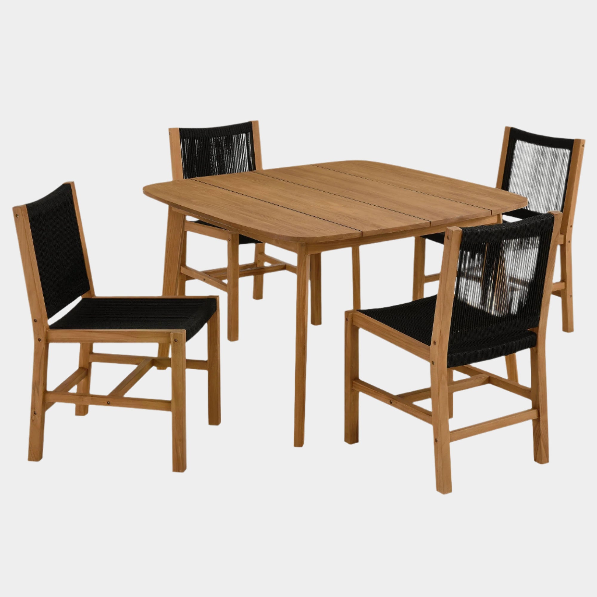 Vienna 5-Piece Outdoor Patio Teak and Rope Dining Set with Armless Chairs