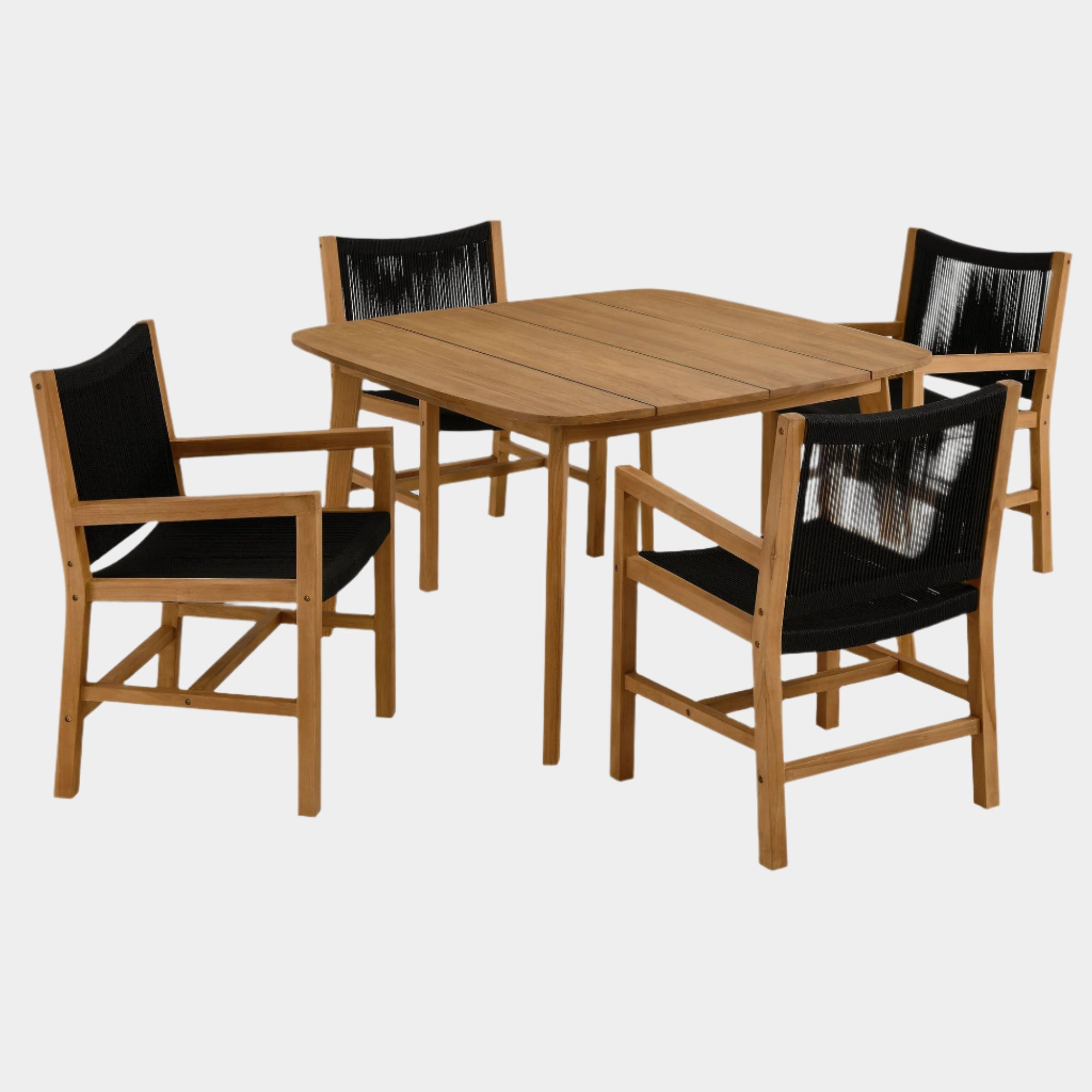 Vienna 5-Piece Outdoor Patio Teak and Rope Dining Set