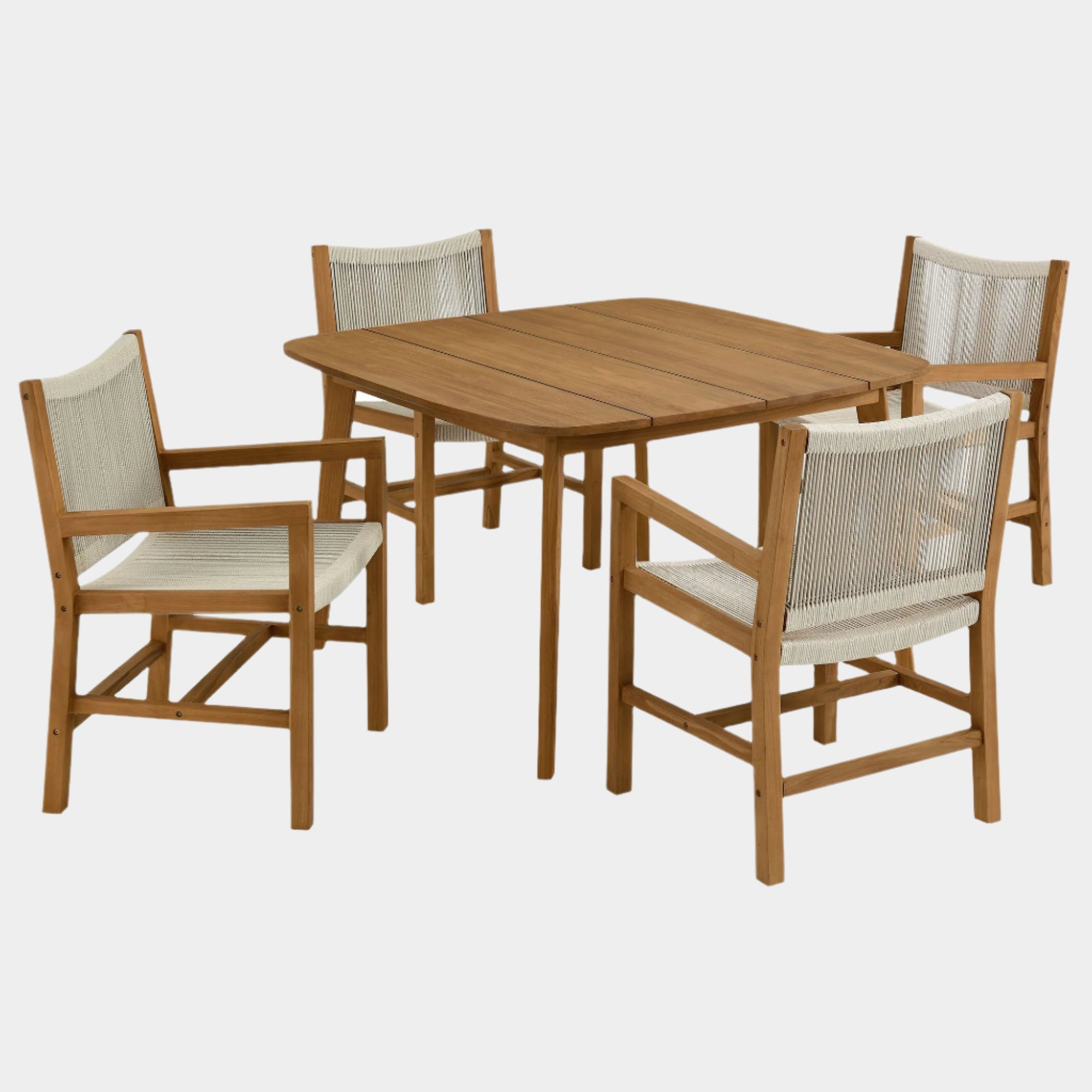 Vienna 5-Piece Outdoor Patio Teak and Rope Dining Set