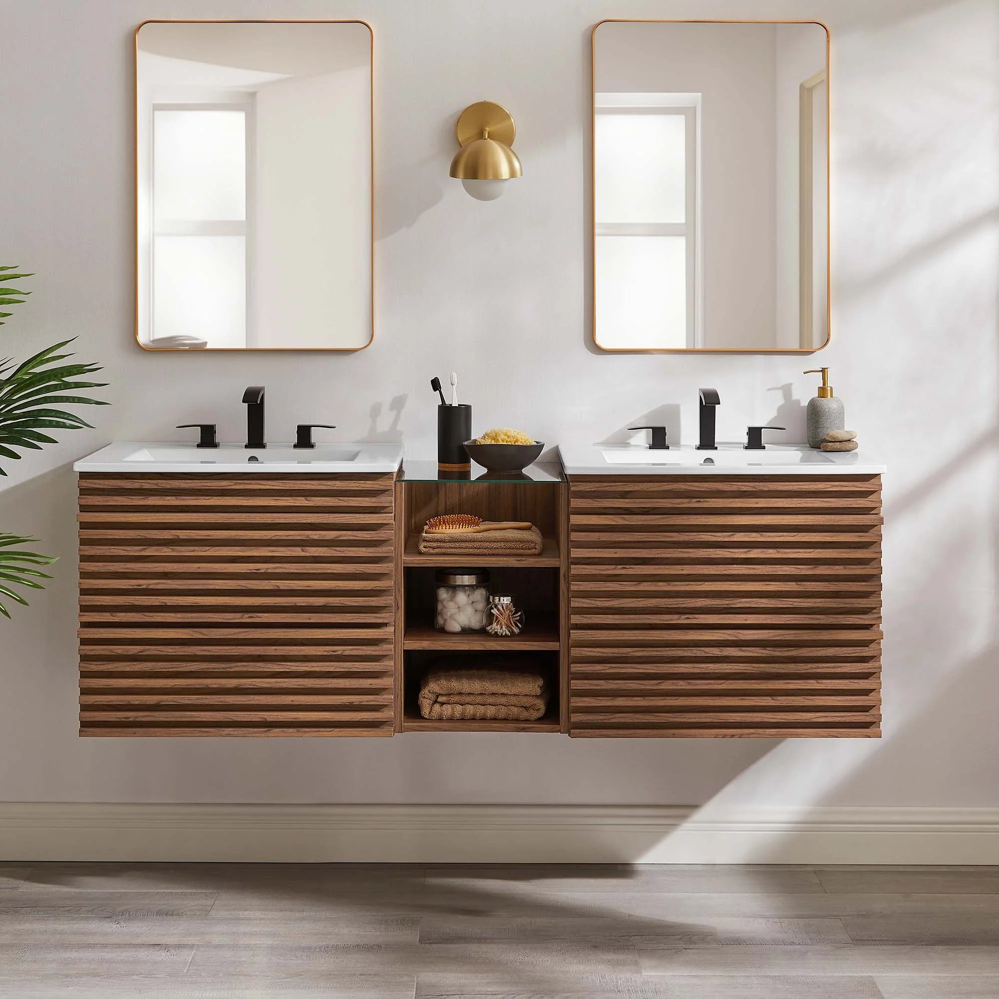 Render Wall-Mount Double Sink Bathroom Vanity