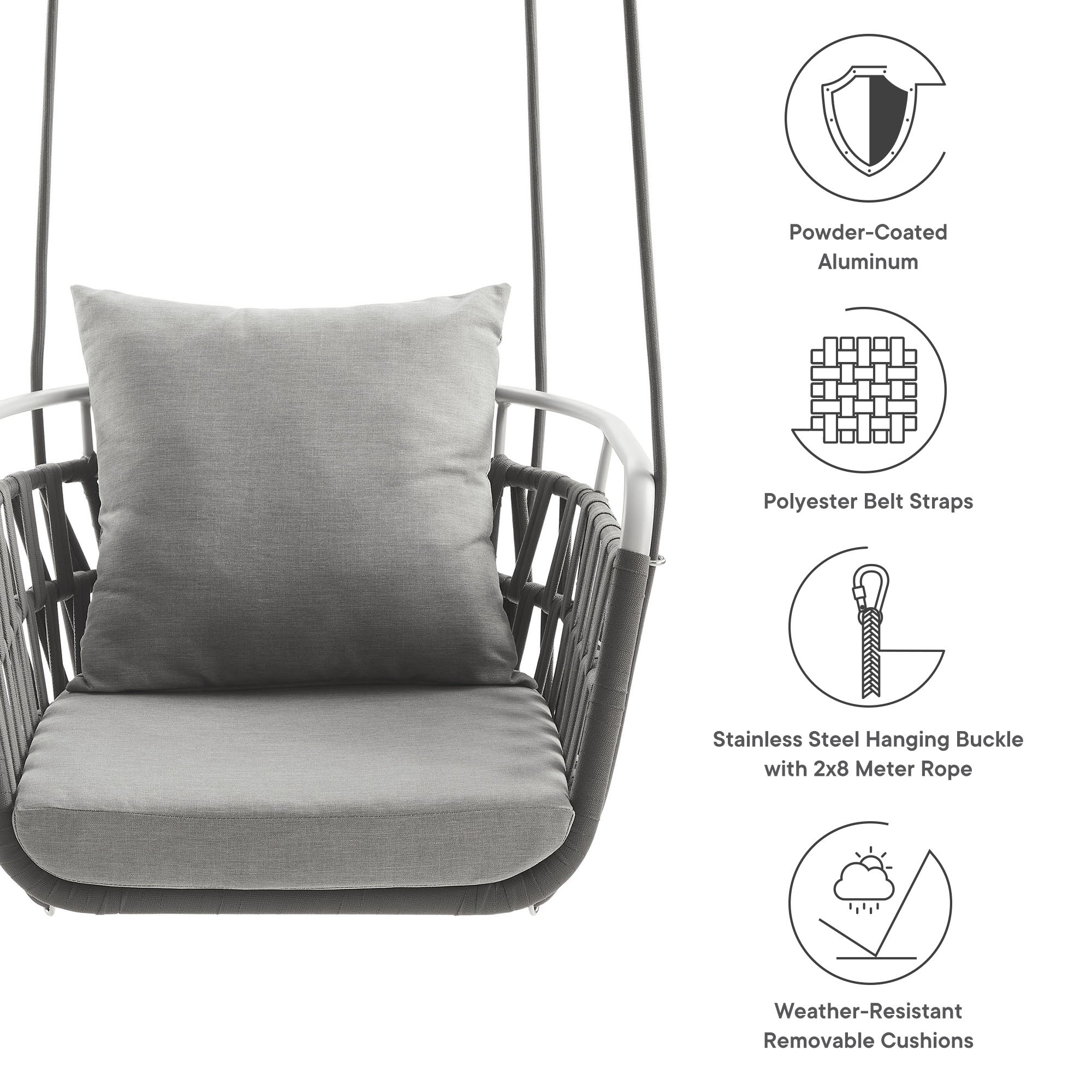 Kaliah Outdoor Patio Aluminum Swing Chair