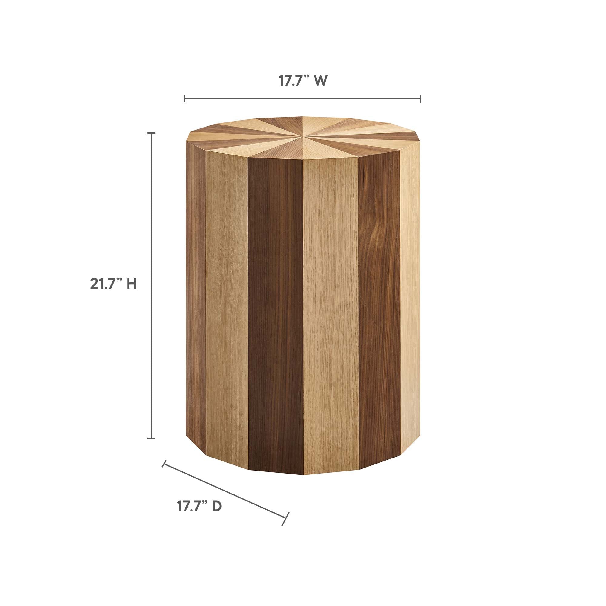 Twirl Two-Toned Wood Veneer Side Table in Oak Walnut