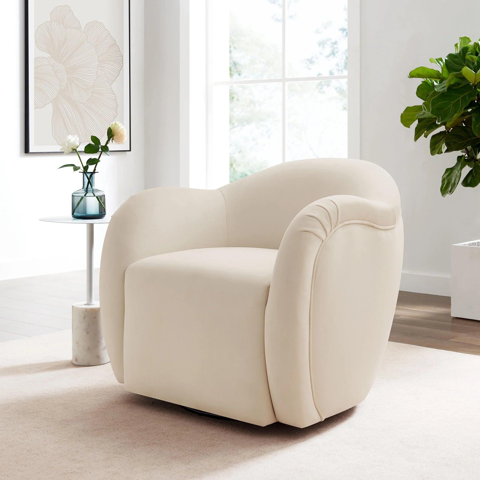 Compose Performance Velvet Swivel Armchair