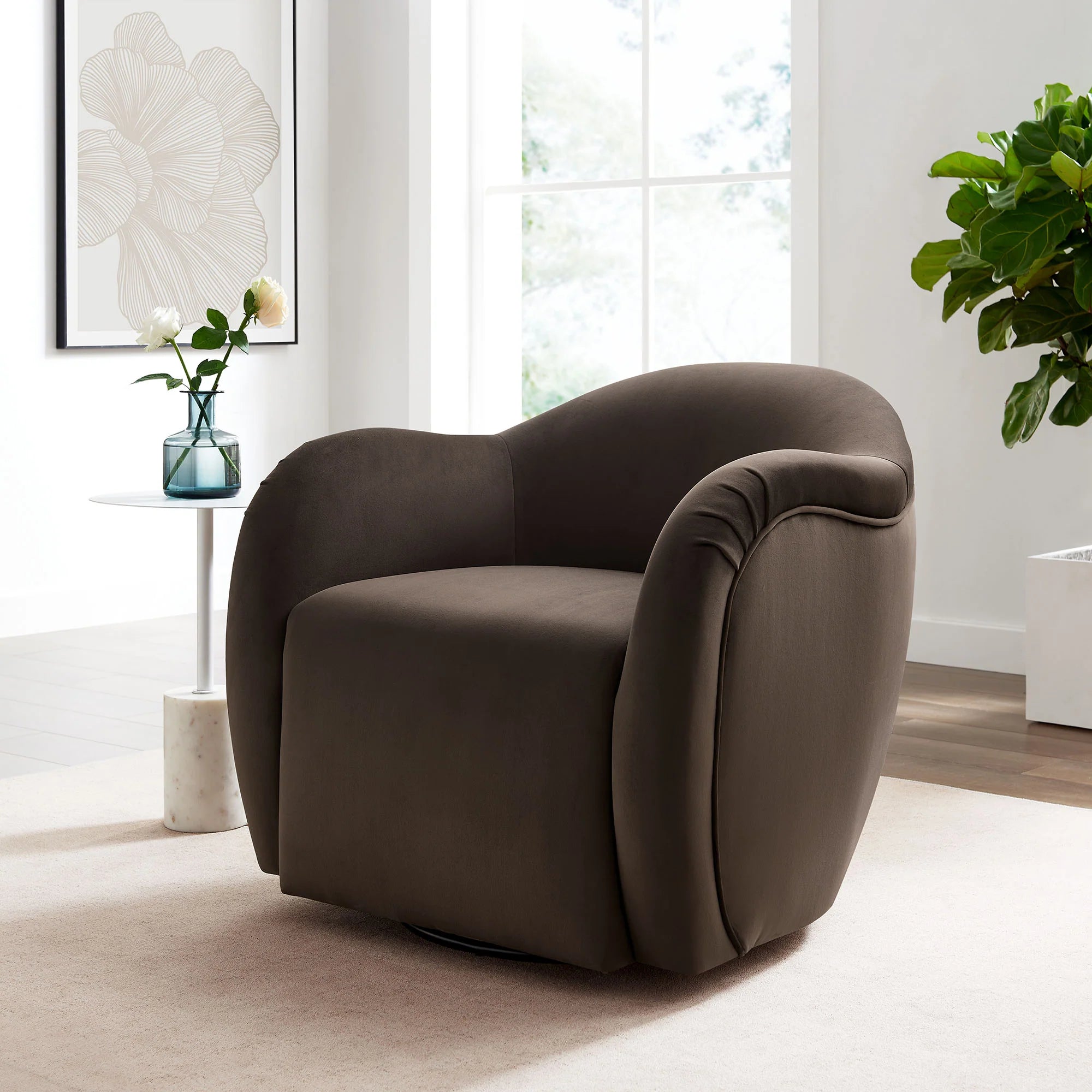 Compose Performance Velvet Swivel Armchair