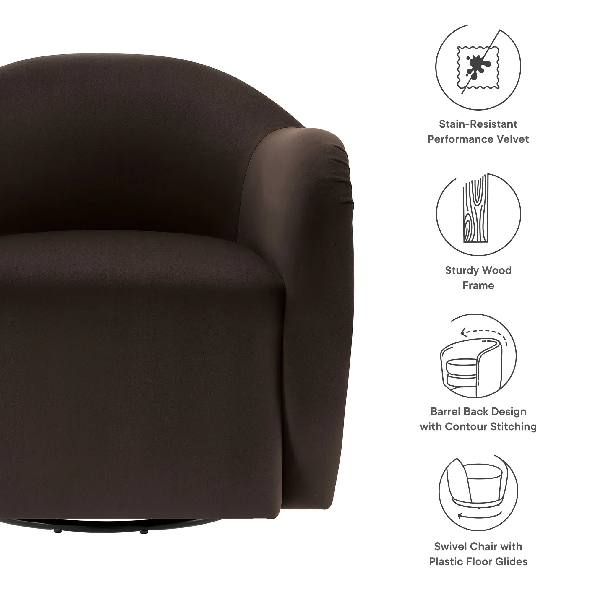 Compose Performance Velvet Swivel Armchair