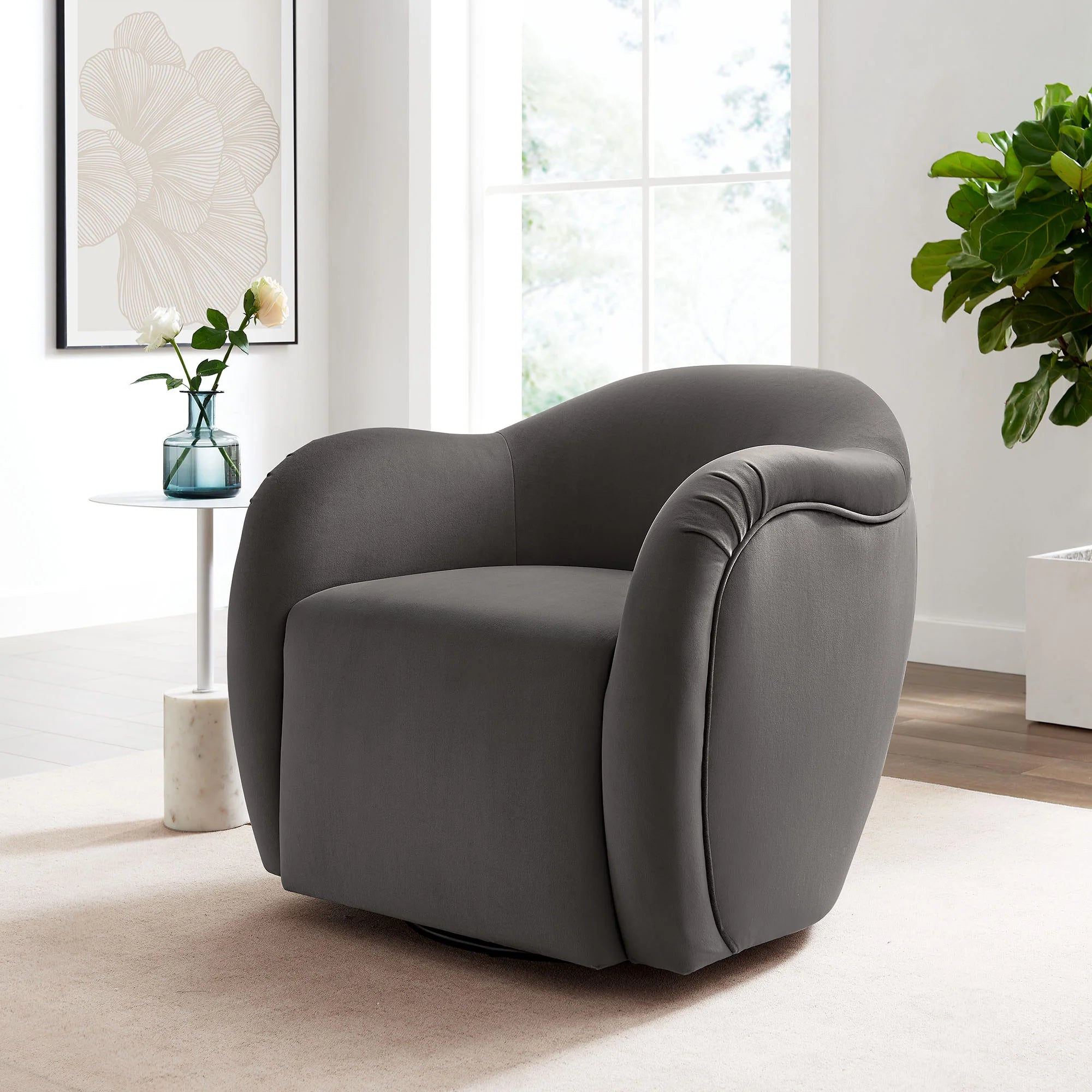 Compose Performance Velvet Swivel Armchair