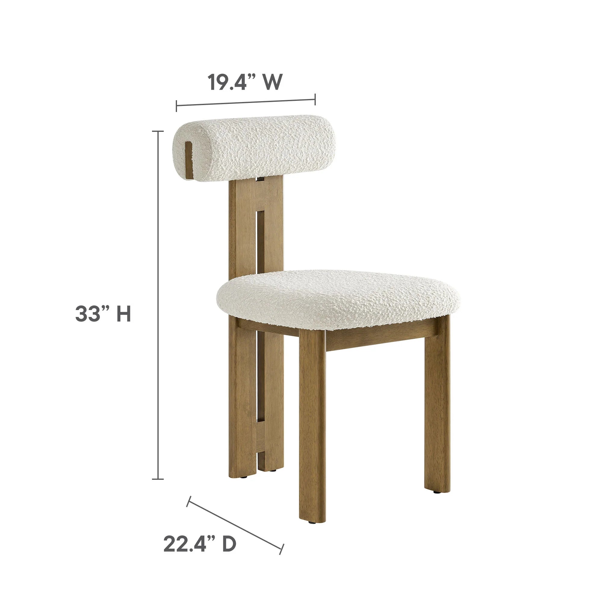 Torian Boucle Fabric Dining Chair Set of 2