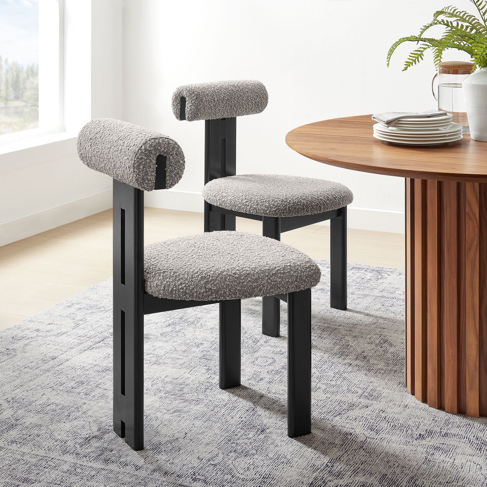 Torian Boucle Fabric Dining Chair Set of 2