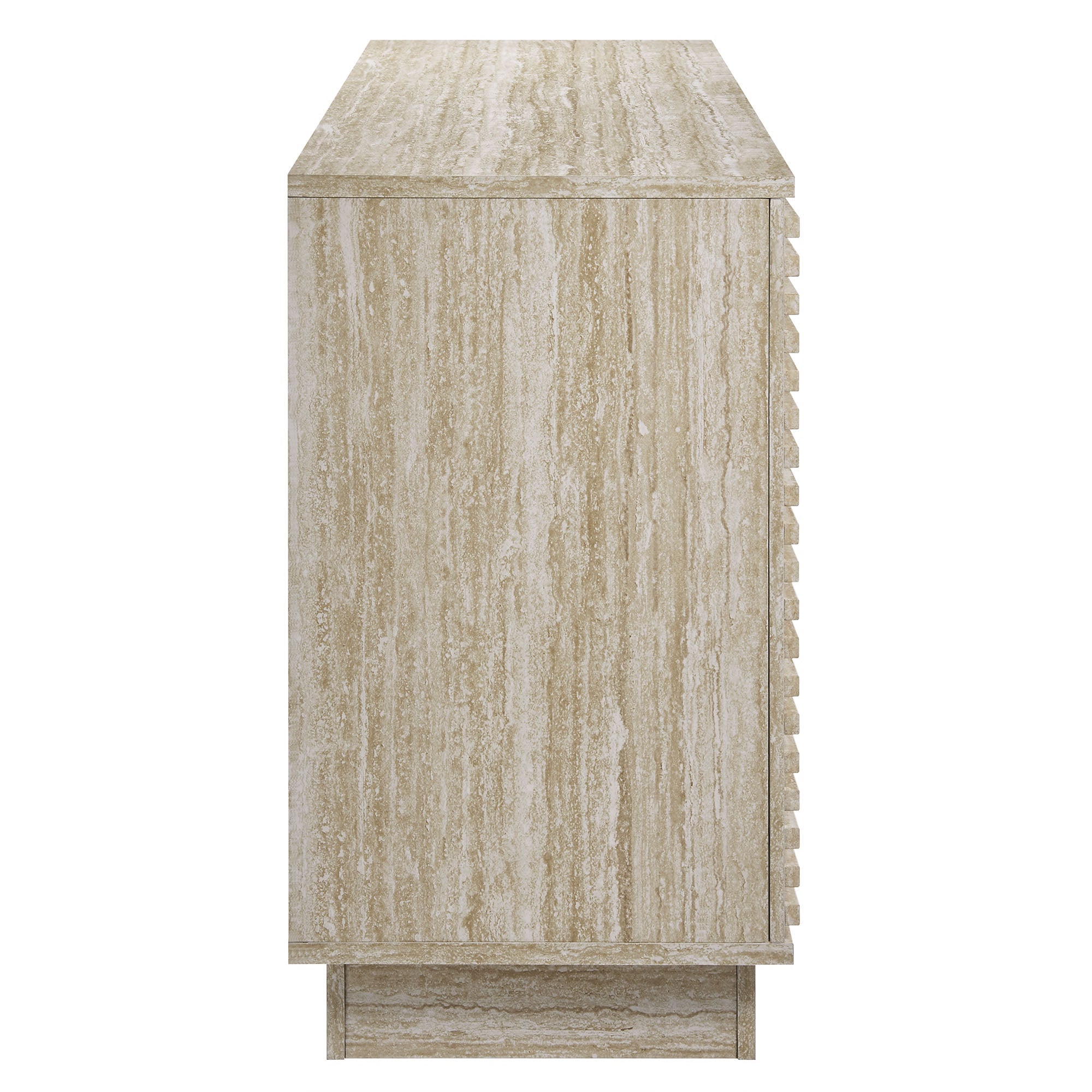 Render 70" Faux Travertine Sideboard Cabinet TV Stand in Travertine