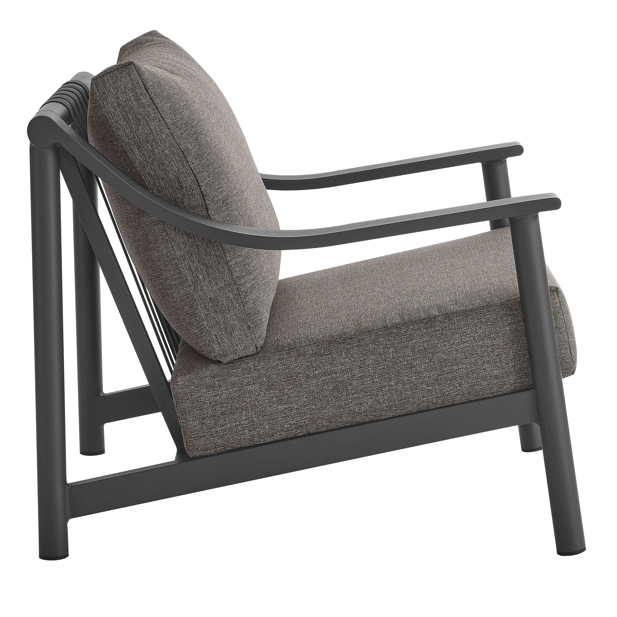 Terrace Outdoor Patio Aluminum Accent Armchair in Carbon Graphite