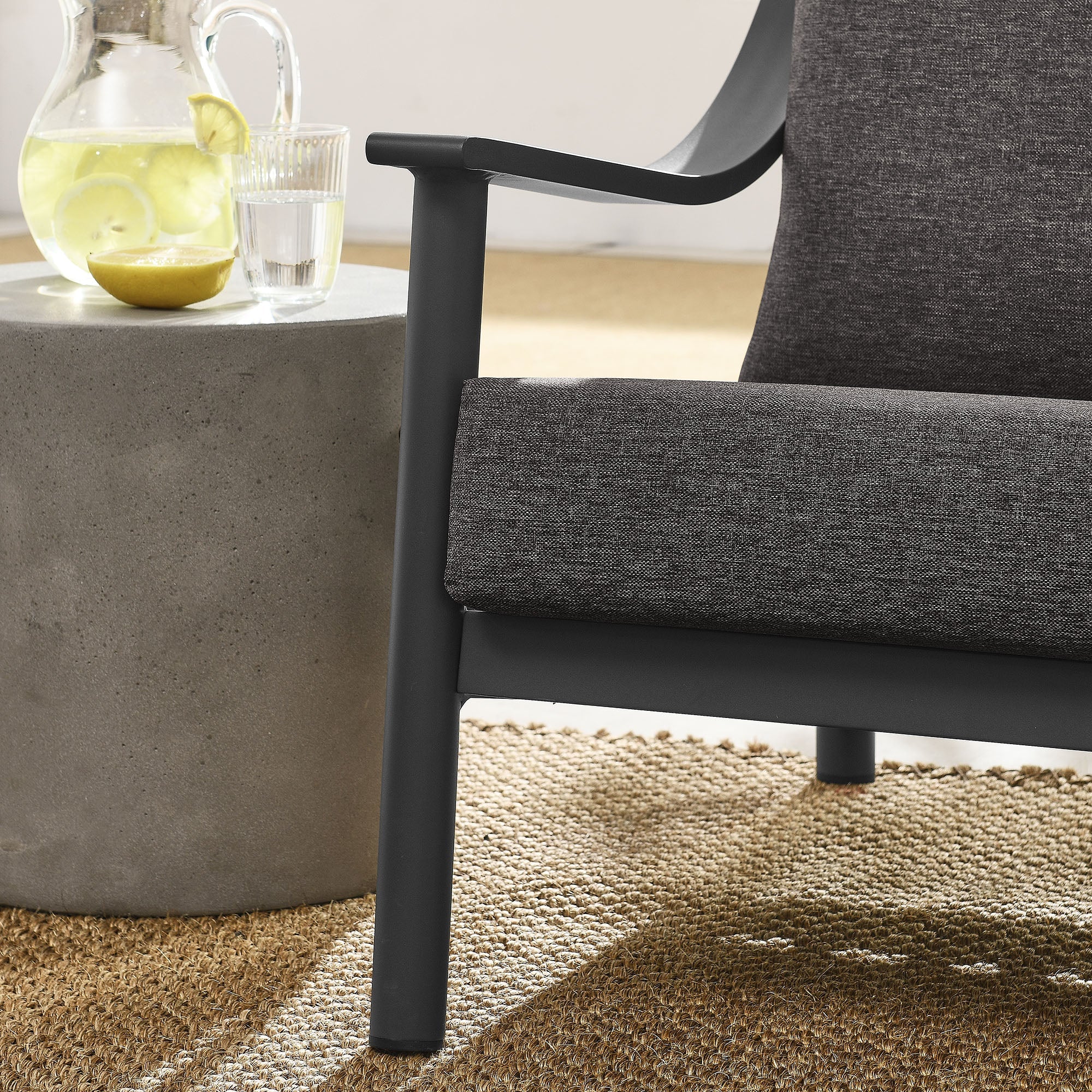 Terrace Outdoor Patio Aluminum Accent Armchair in Carbon Graphite