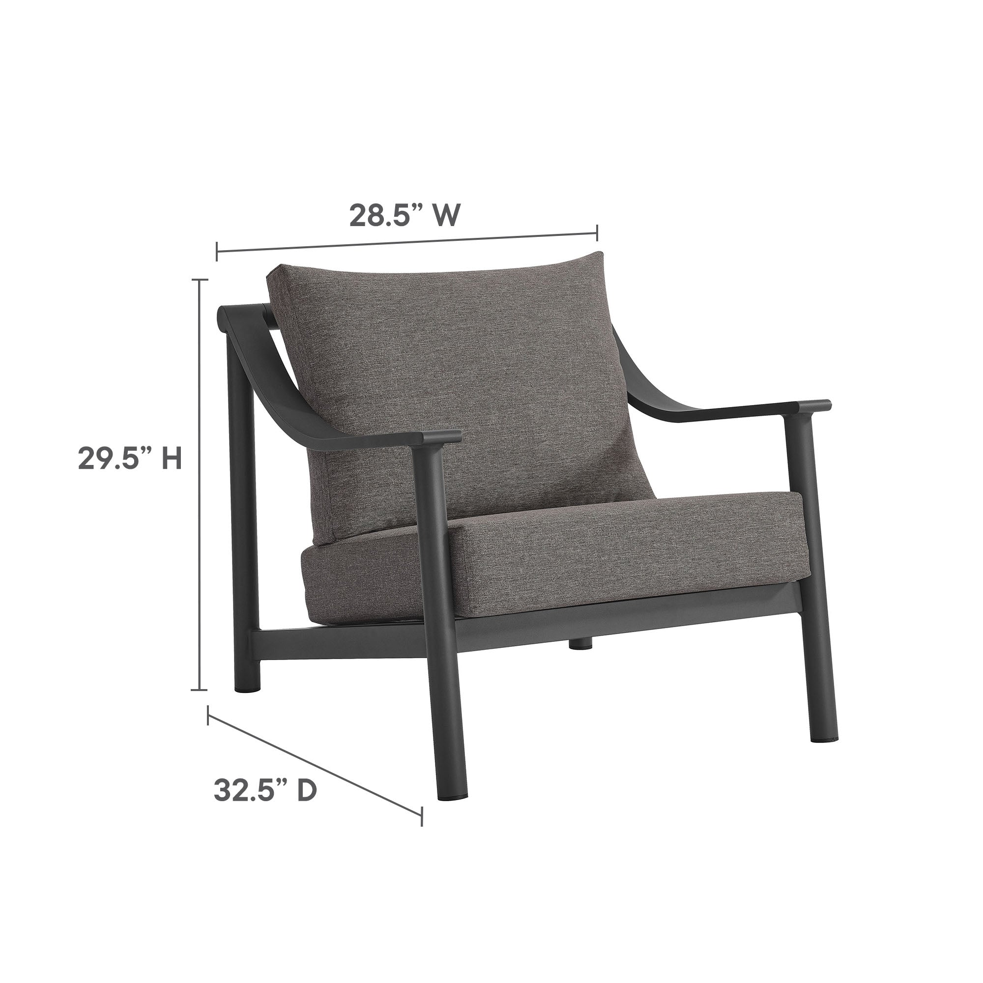 Terrace Outdoor Patio Aluminum Accent Armchair in Carbon Graphite