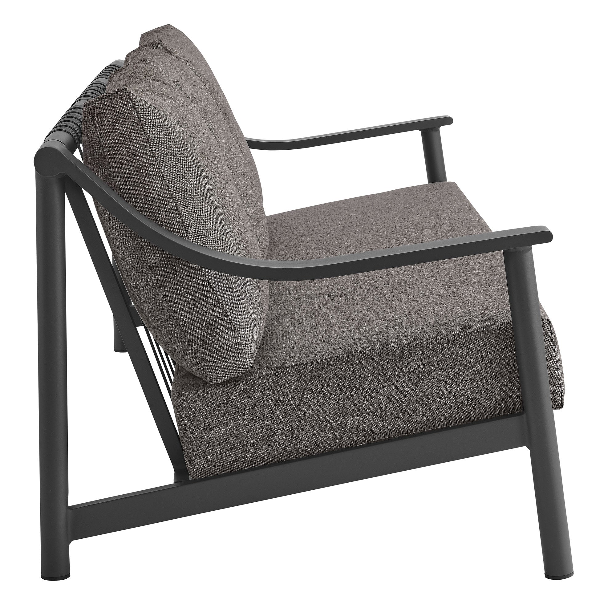 Terrace Outdoor Patio Aluminum Sofa in Carbon Graphite