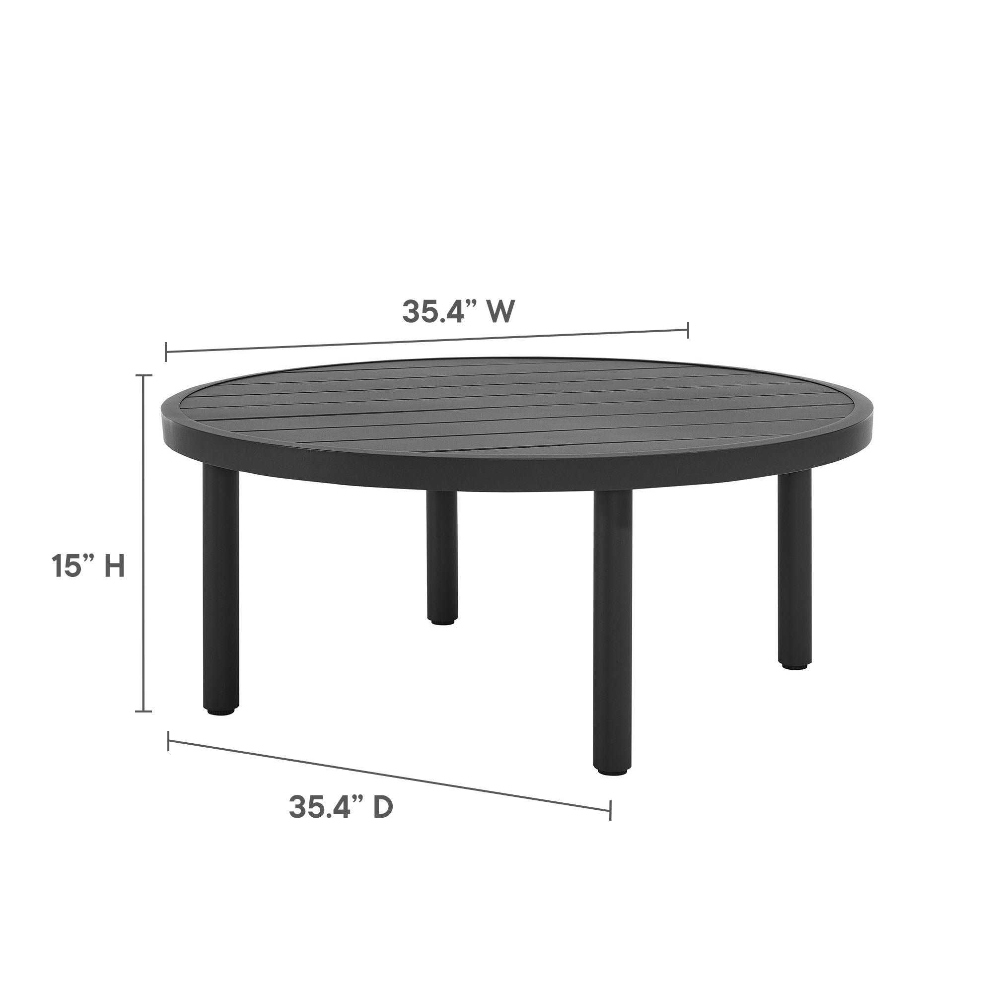 Terrace 35" Outdoor Patio Aluminum Round Coffee Table in Graphite