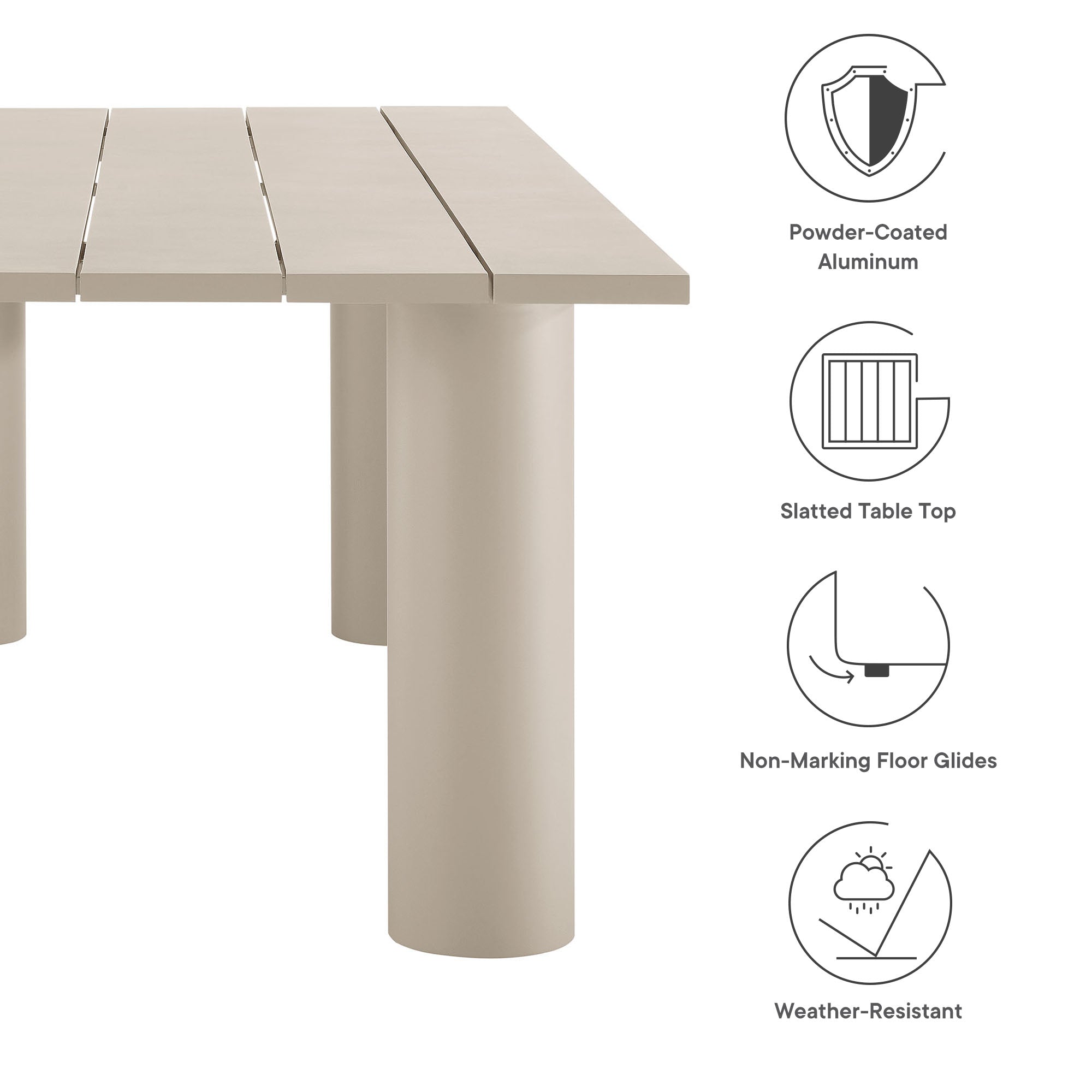 Nautica Outdoor Patio 87" Rectangular Aluminum Dining Table