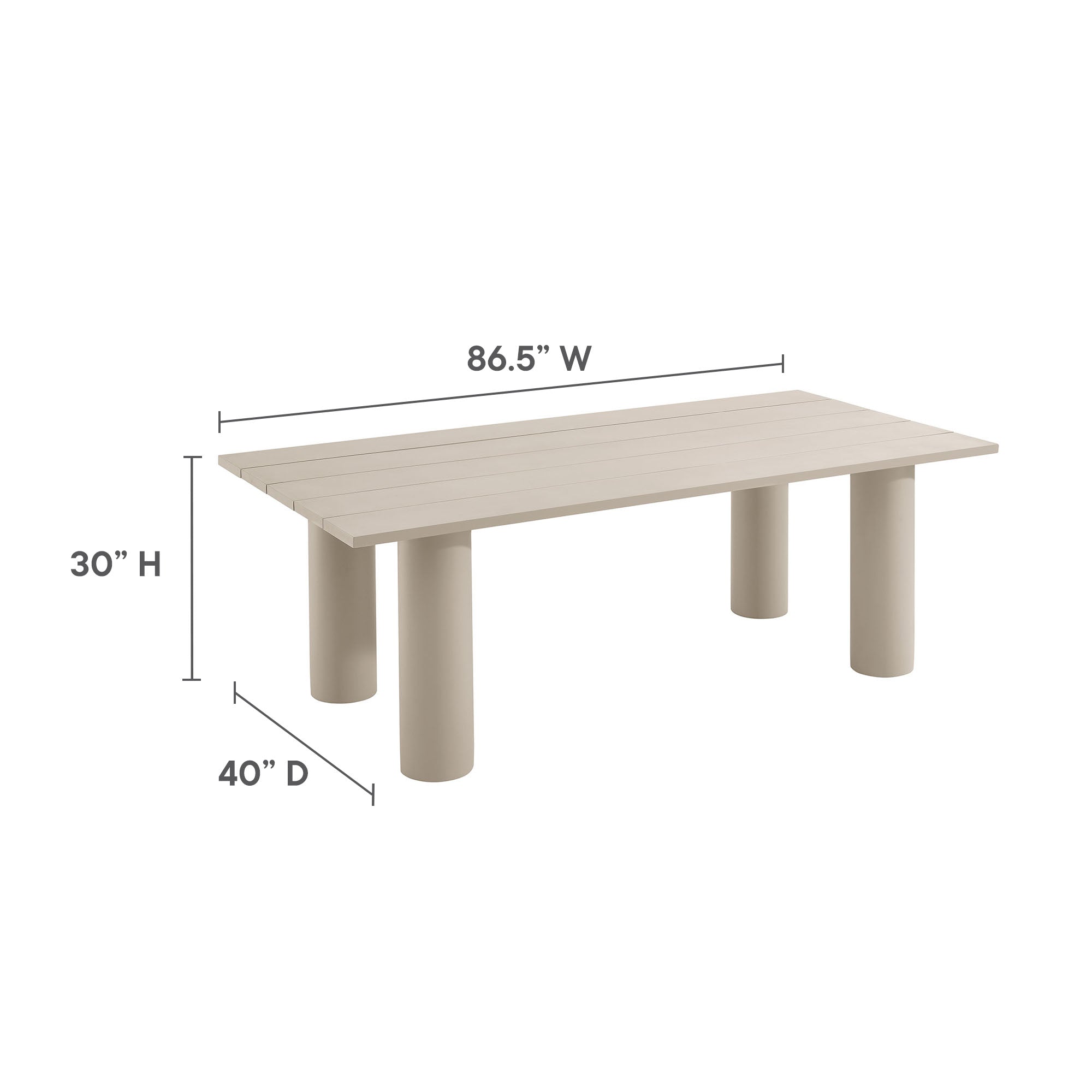 Table à manger rectangulaire en aluminium pour patio extérieur Nautica de 87 po 