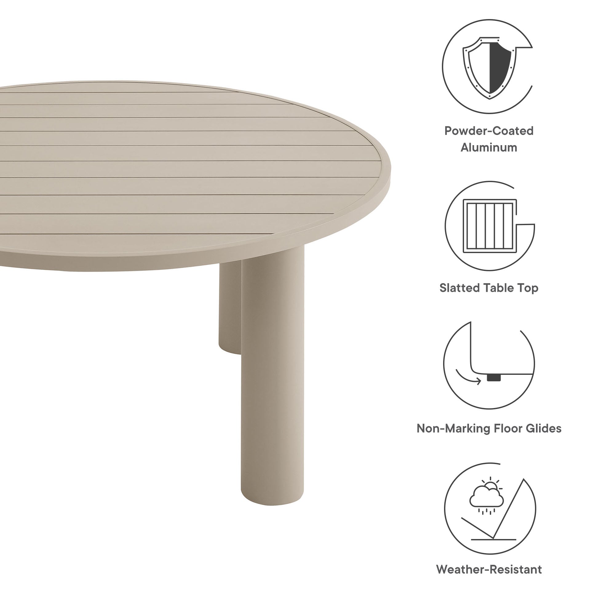 Nautica Outdoor Patio 60" Round Aluminum Dining Table