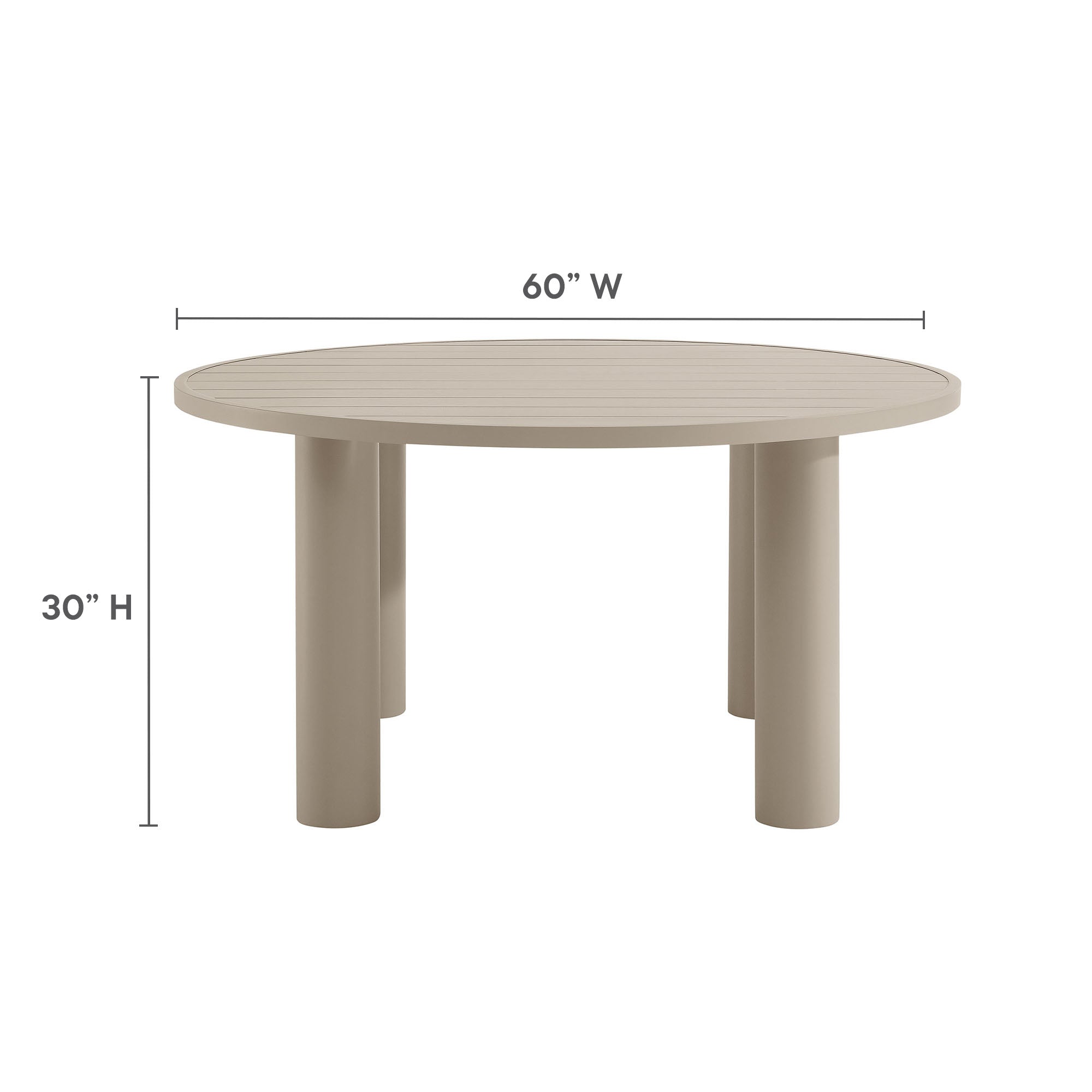 Nautica Outdoor Patio 60" Round Aluminum Dining Table