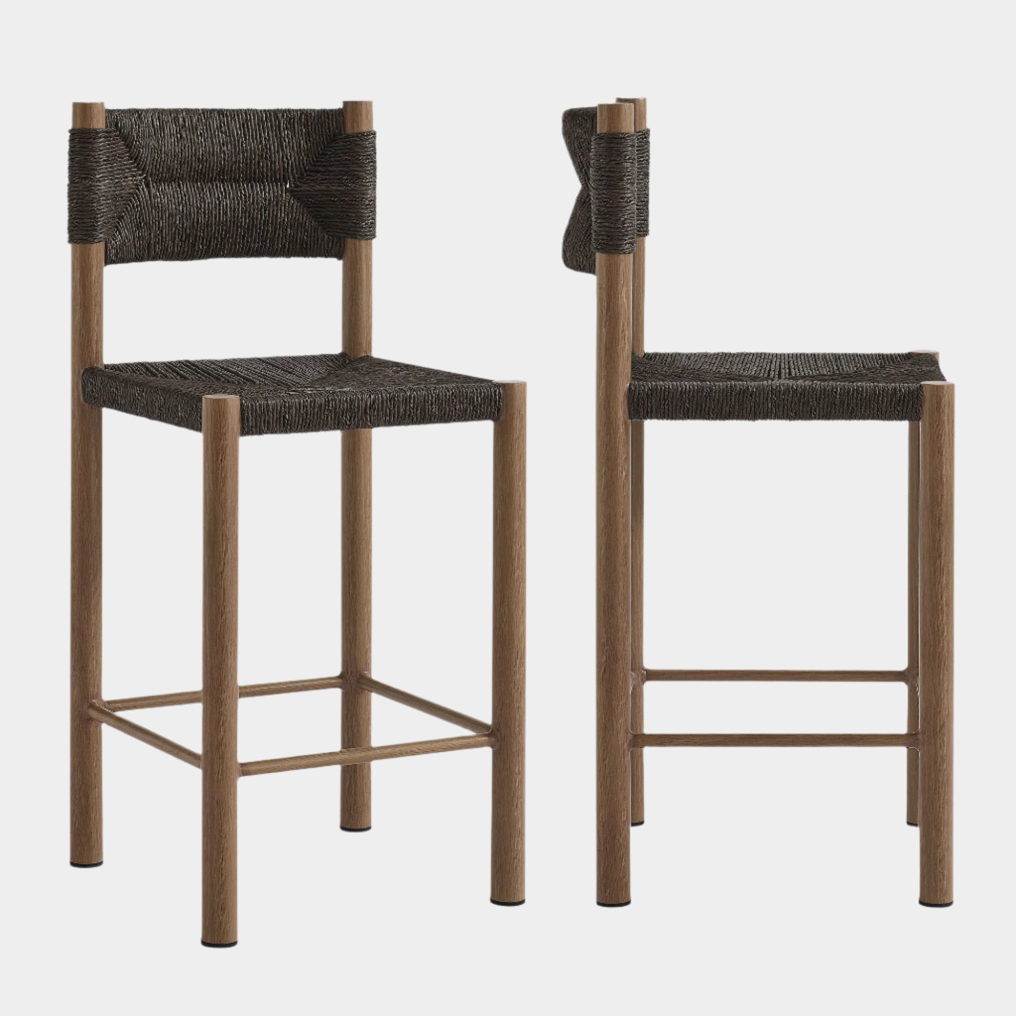 Parkland Outdoor Patio Rattan and Aluminum Counter Stools Set of 2