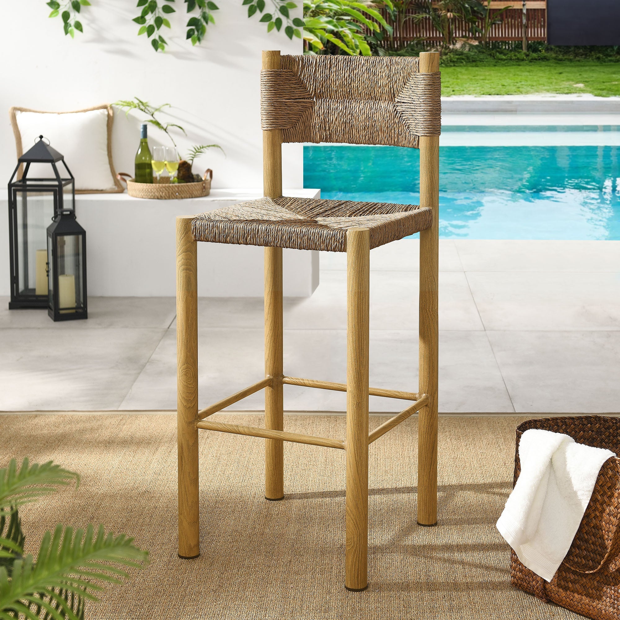 Ensemble de 2 tabourets de bar en rotin et aluminium pour patio extérieur Parkland 
