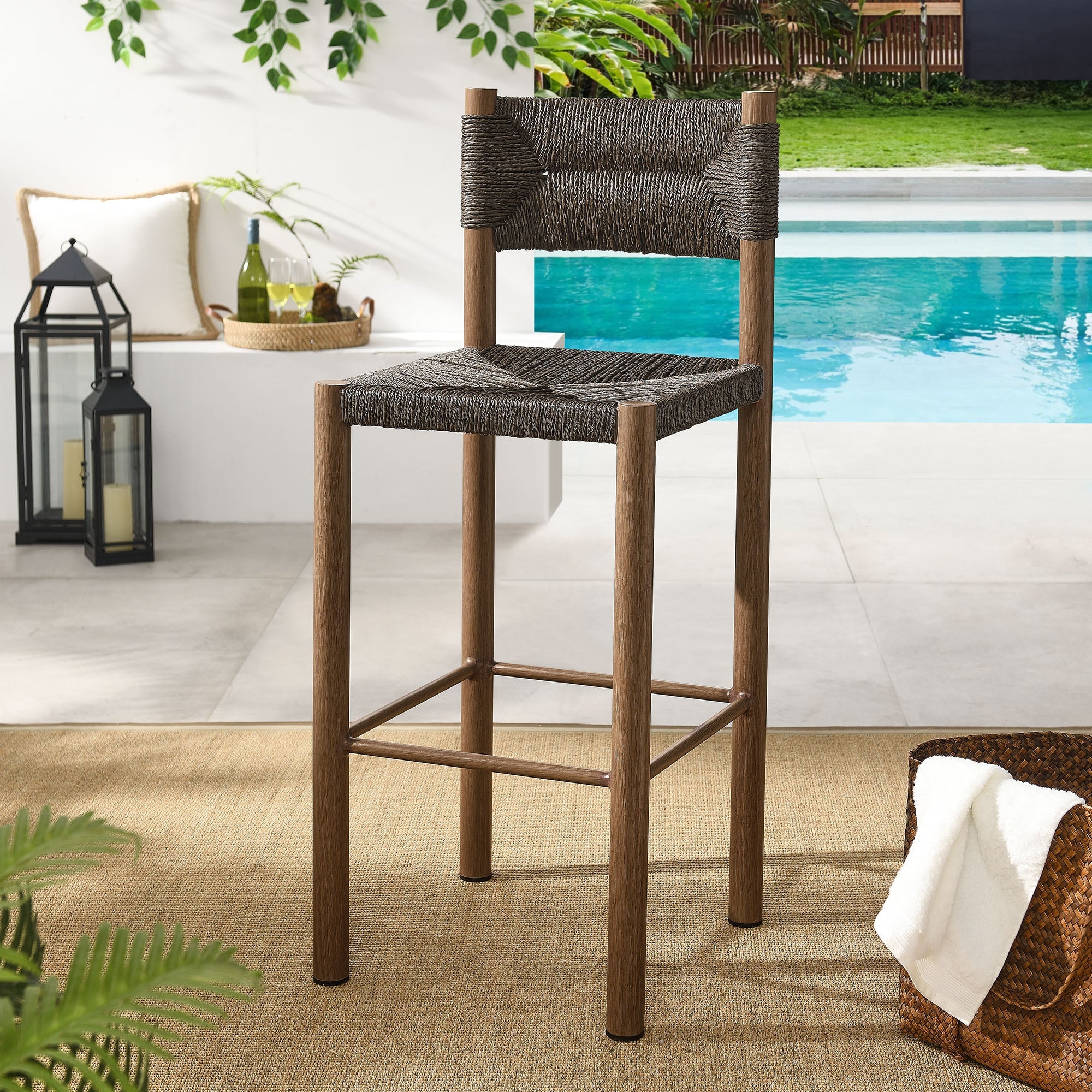 Ensemble de 2 tabourets de bar en rotin et aluminium pour patio extérieur Parkland 