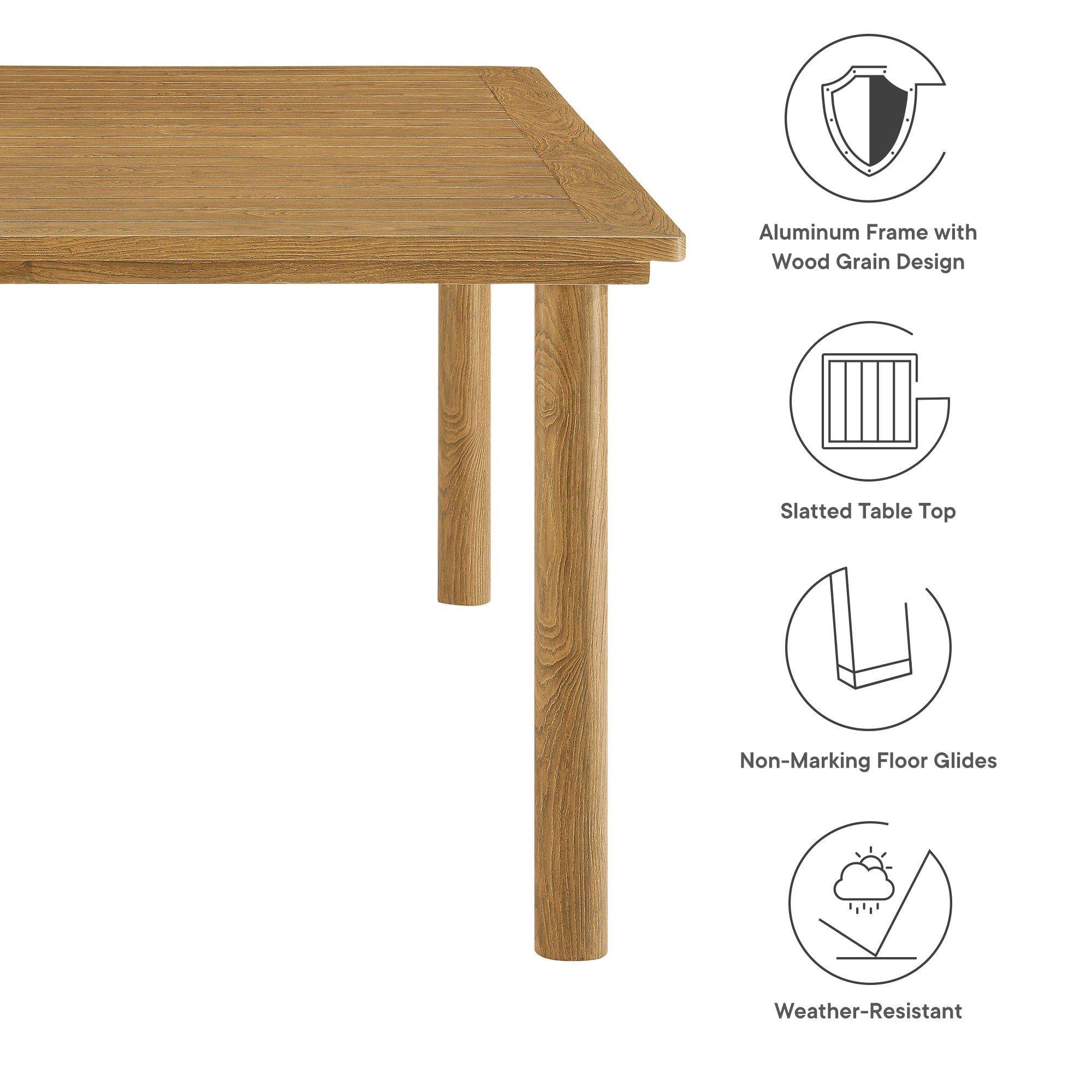 Parkland 76" Outdoor Patio Aluminum Dining Table