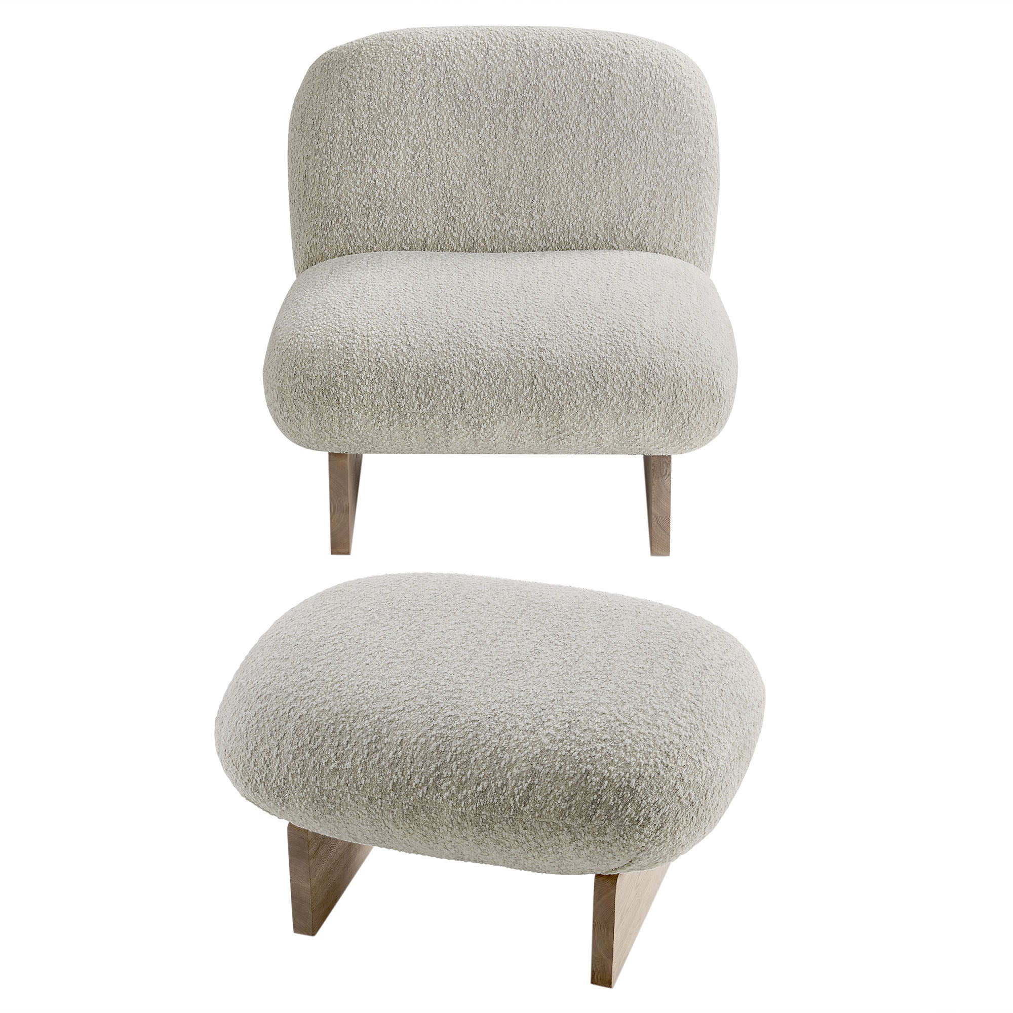 Loyal Boucle Fabric Accent Chair and Ottoman Set